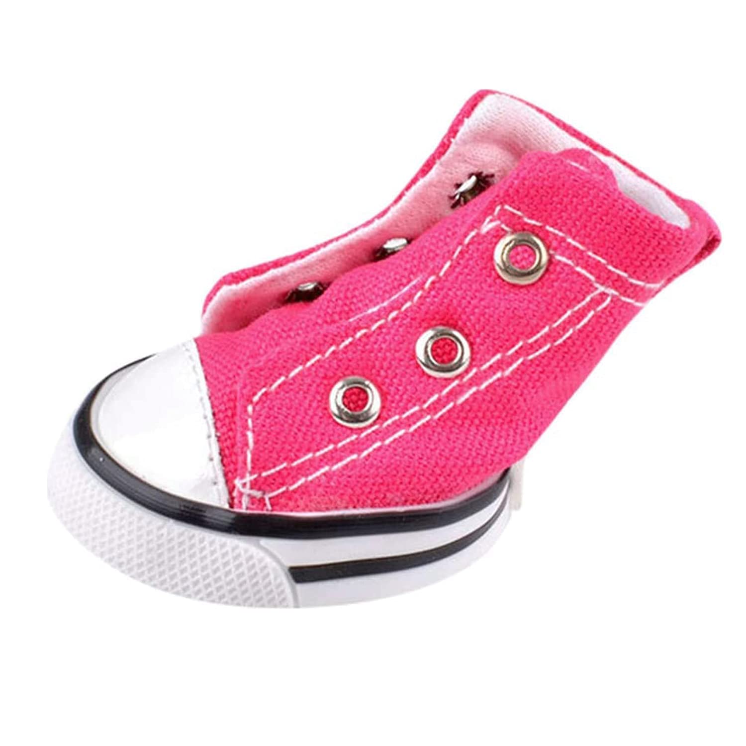 Pet Dog Shoes - Non-Slip Canvas Sneaker Boots for Puppy & Cat Paw Protection | 4pcs Set for Outdoor Walking, Sports & Hot Pavement | Perfect for Hiking, Running & Summer Protection