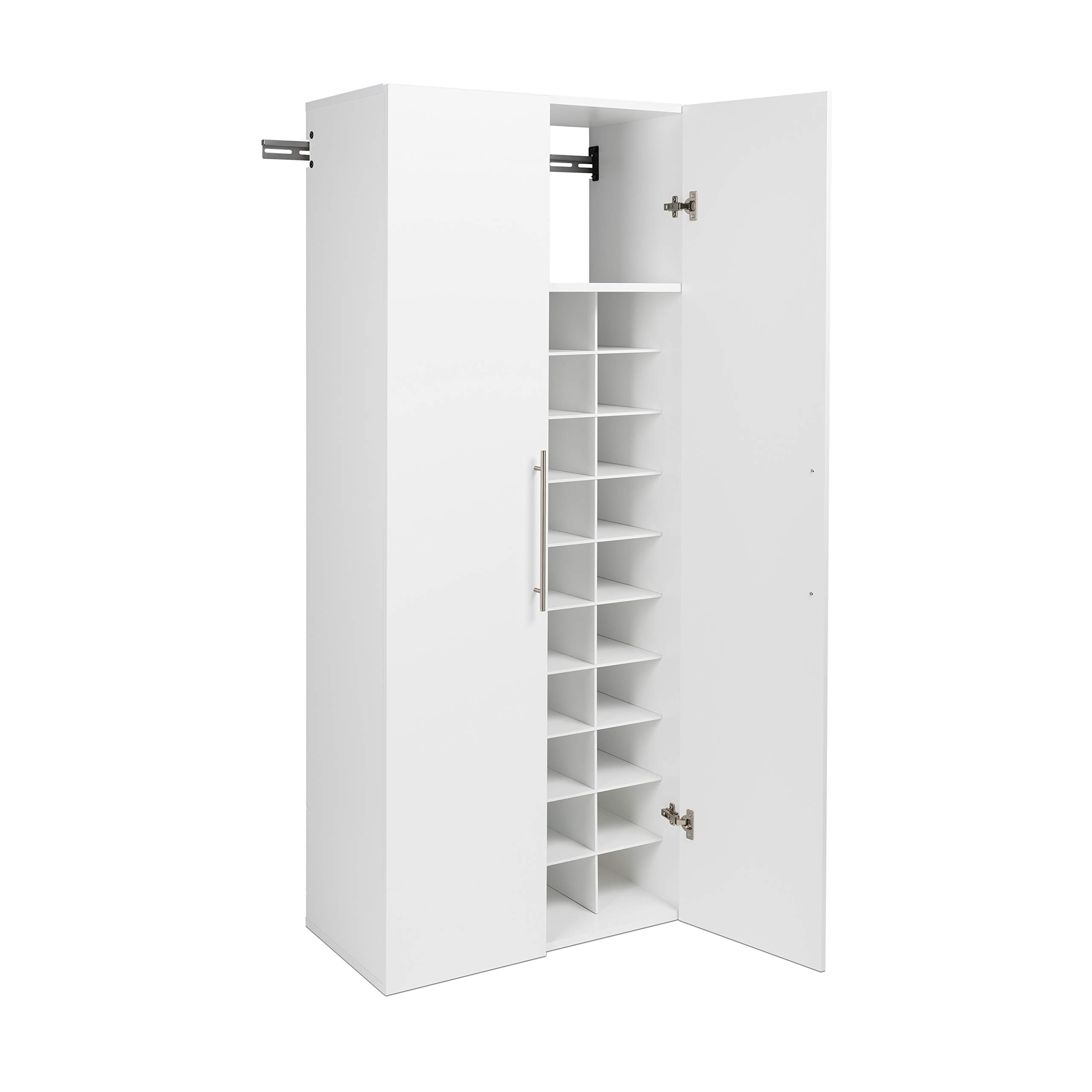 Prepac 30-Inch Wall Mounted Shoe Storage Cabinet with 40 Cubbies - White (30