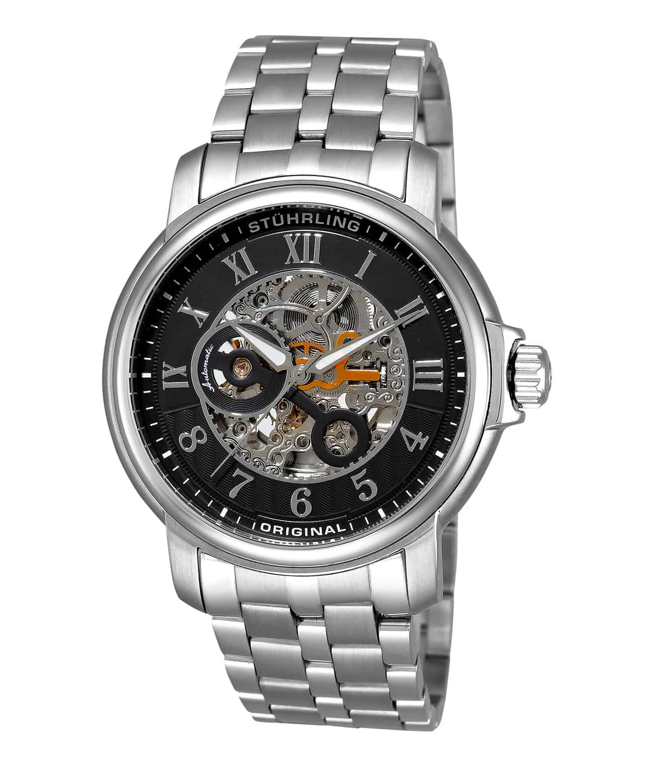 King Lear 344 Automatic 48mm Skeleton Watch for Men - Luxury Mechanical Timepiece with Open Heart Design - Perfect for Business, Formal Events & Gift Giving