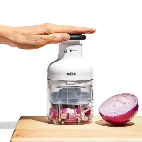 OXO Good Grips 3-Cup Vegetable Chopper - Food Processor for Onions, Peppers & Nuts - Perfect for Meal Prep, Salads & Salsa - Easy Clean Kitchen Gadget