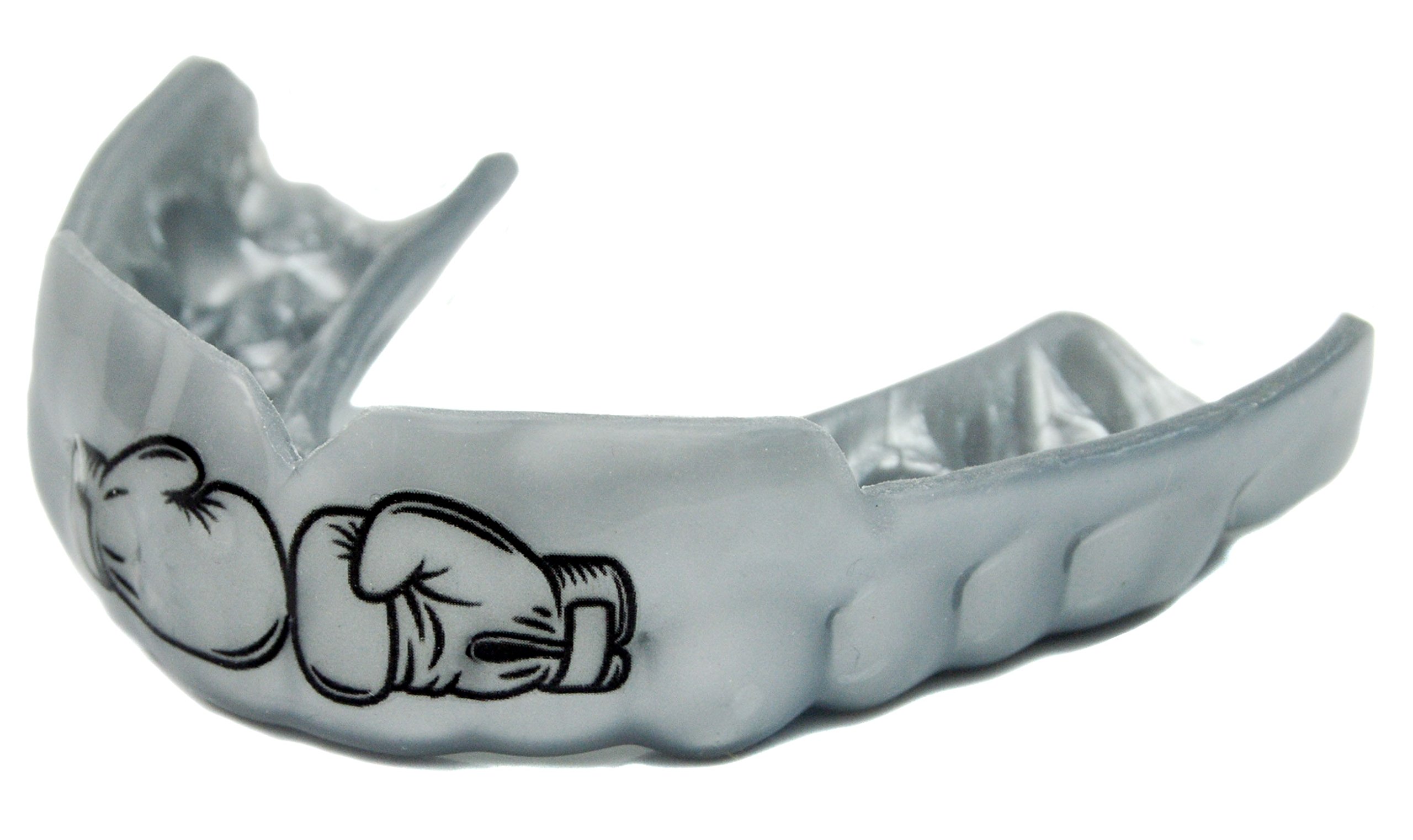 Custom Professional MMA Boxing Muay Thai Mouthguard with Silver Gloves - Impact Protection for Fighters & Training Scenarios