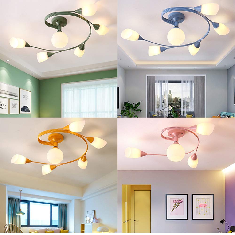 Stylish LED Multi-Head Ceiling Pendant Light - Modern Wrought Iron & Glass Chandelier for Living Room, Bedroom, Kids Room - Perfect for Home Decor, Nursery Lighting & Dining Room Ambience