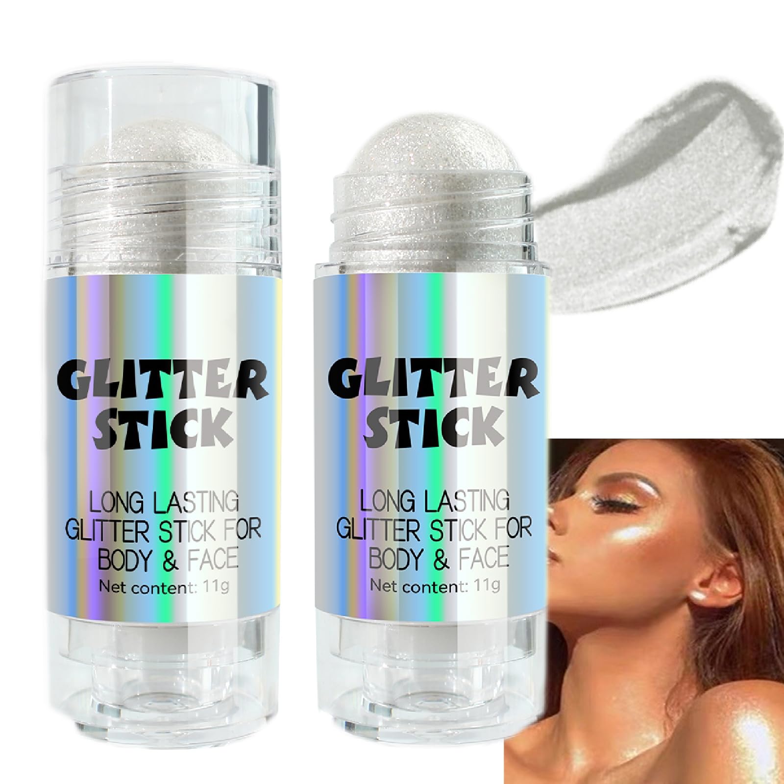 Holographic Body Glitter Gel - Shimmering Liquid Glitter for Face, Hair & Body Makeup - Perfect for Festivals, Parties, Cosplay & Night Out Glam