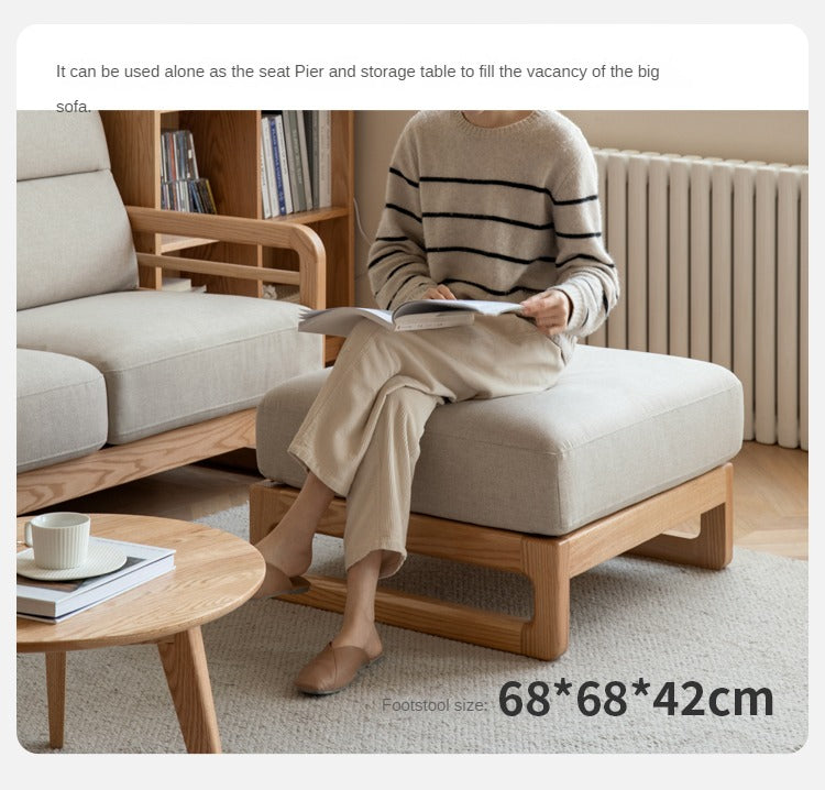Oak Wood Fabric Sofa with String Style Backrest - Modern Living Room Furniture for Comfortable Home Decor