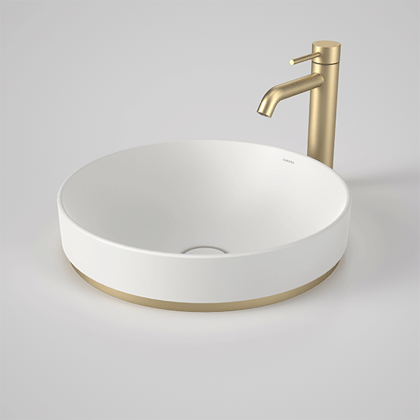 Caroma Liano II 400mm Round Inset Bathroom Sink - Matte White Porcelain - Perfect for Modern Vanities & Small Bathroom Designs