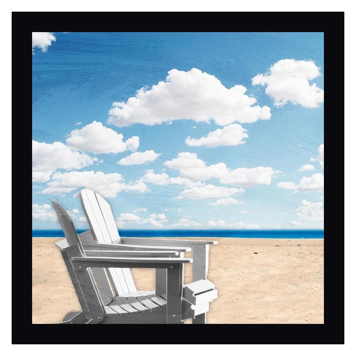 Marcus Prime Beach Relaxing 1 - 20x20 Inch Framed Canvas Wall Art Print with Black Frame - Ready to Hang for Living Room, Bedroom, or Office Decor