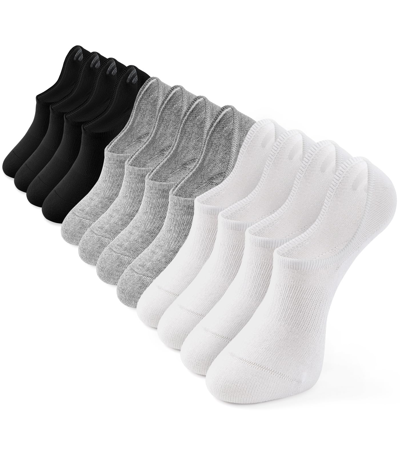 Breslatte 6 Pairs No Show Socks for Women & Men - Non-Slip Cotton for Sports & Daily Wear