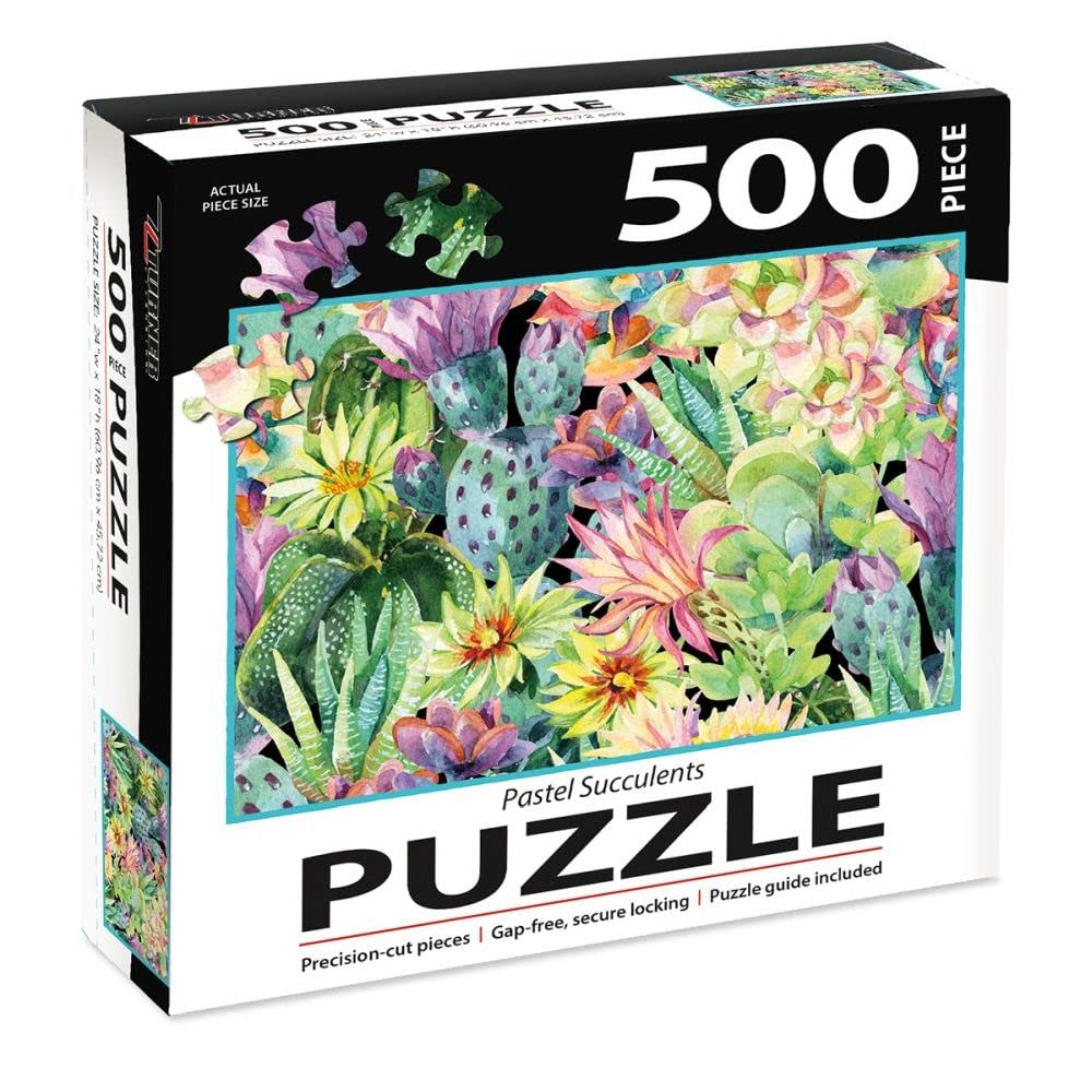 500-Piece Succulent Jigsaw Puzzle by Turner Licensing - Beautiful Cactus & Plant Landscape for Adults & Teens - Perfect for Relaxation, Stress Relief & Home Decor