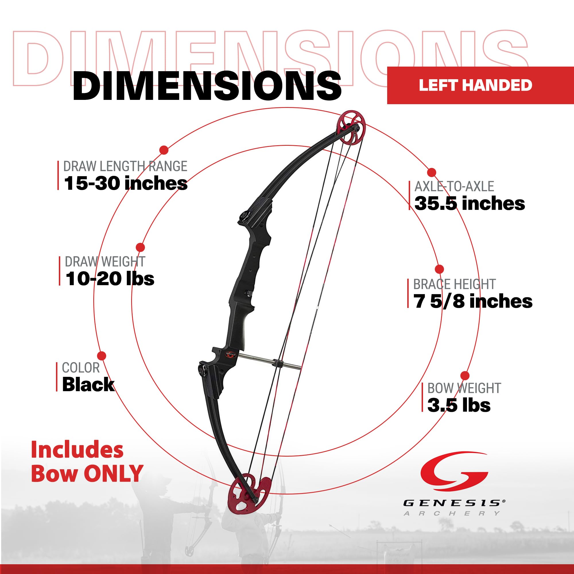 Genesis Original Compound Bow - Lightweight Archery Bow for Adults & Youth | Left & Right Hand Options | Perfect for Target Practice, Hunting & Outdoor Sports