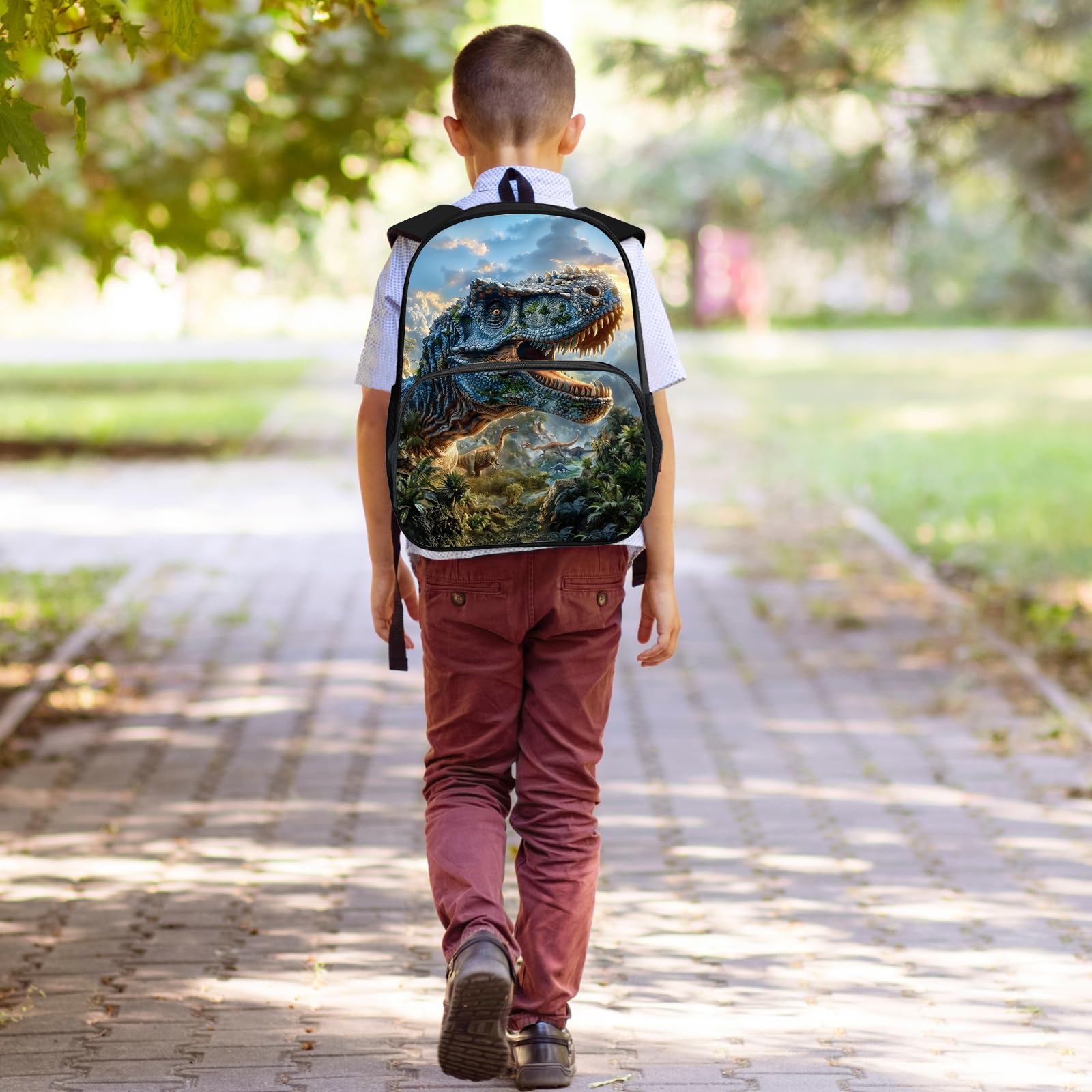KOYI Dinosaur Backpack for Boys - Waterproof School Bag for Kids 3-12, Travel & Daily Use