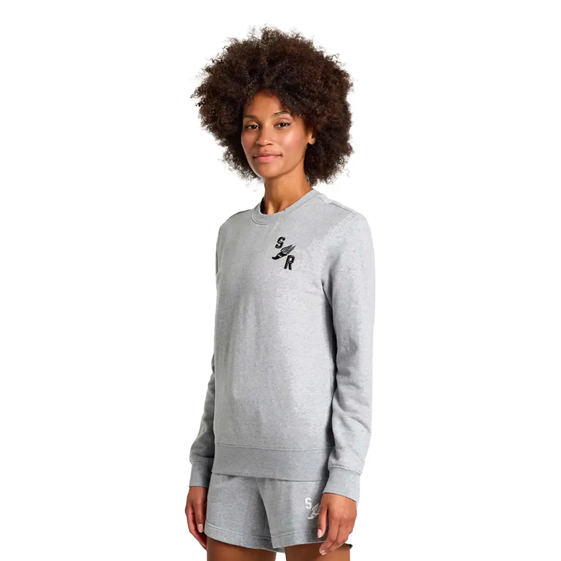 Women's Saucony Rested Crew Light Grey/Heather Graphic Sweatshirt - Comfortable Casual Pullover for Running, Yoga & Lounge Wear