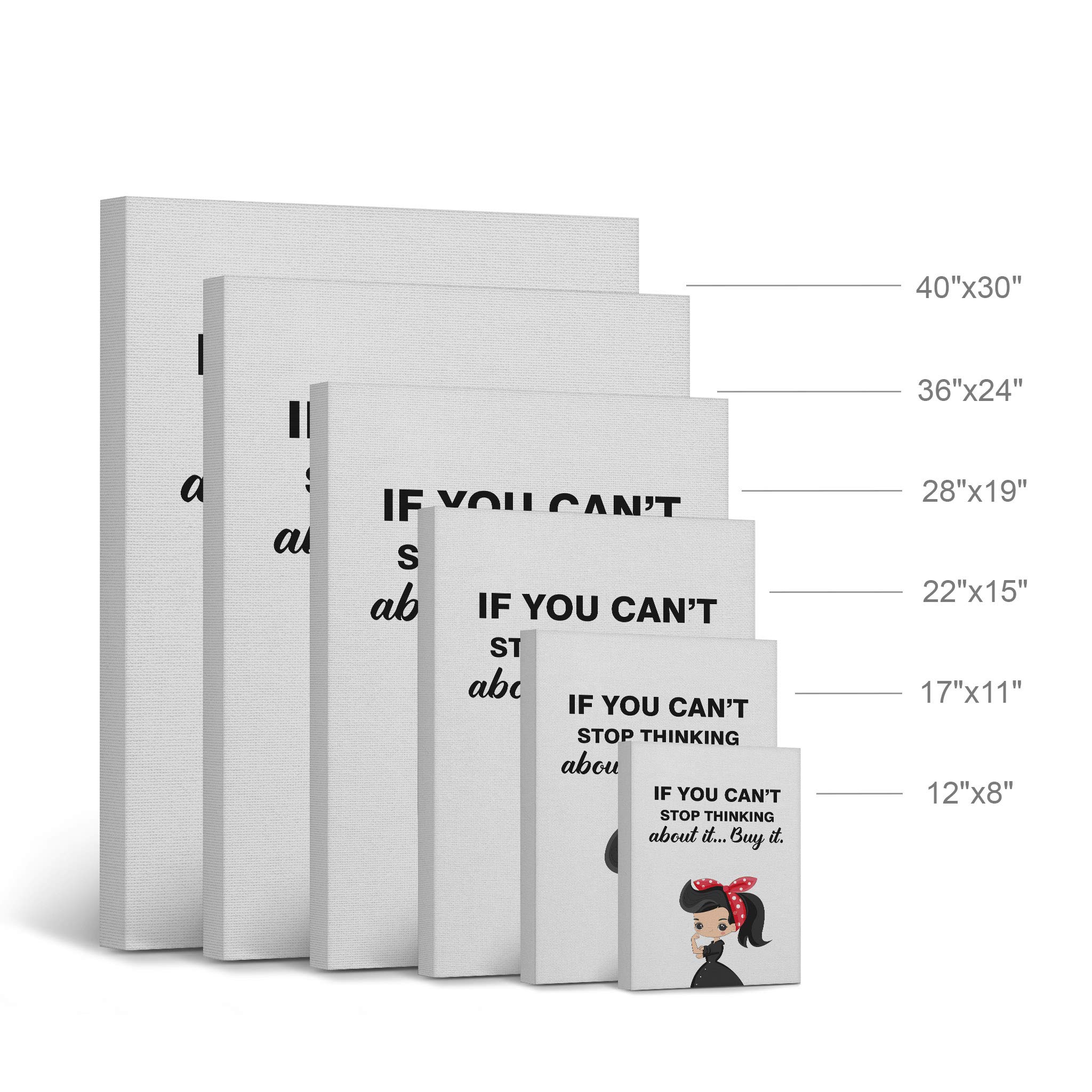 Smile Art Design 'If You Can’t Stop Thinking About It Buy It' Quote - Feminine Glam Fashion Canvas Wall Art Print (40x30 Inches) - Perfect for Office, Bathroom, Girls Room, Dorm, Bedroom & Living Room Decor - Ready to Hang Home Decoration
