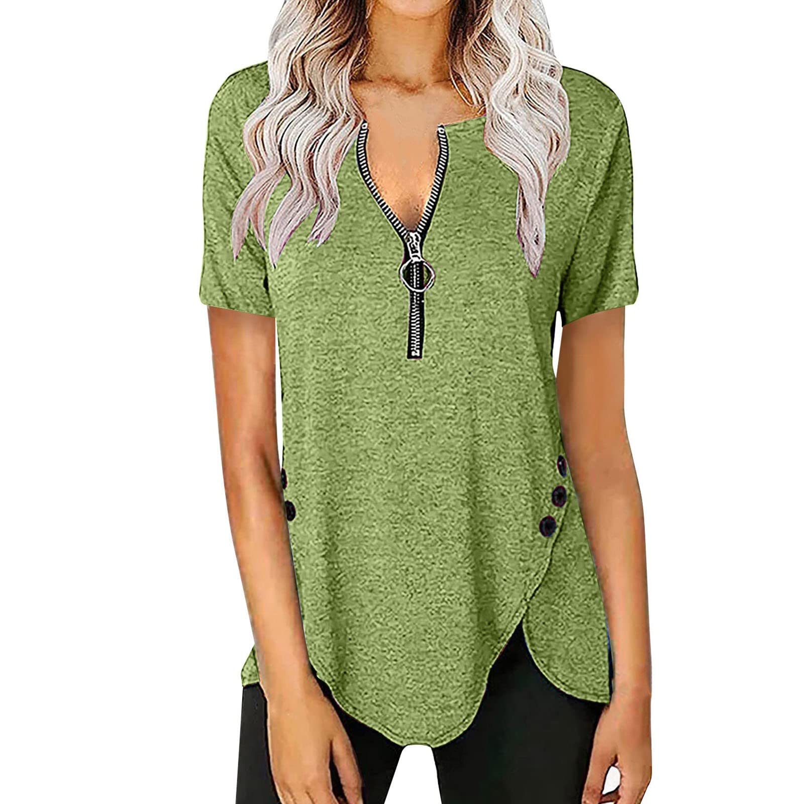 niucta Women's V-Neck T-Shirts - Summer Casual Short Sleeve Blouse Tunic Tops for Work & Everyday Wear | Comfortable Ladies Shirts for Office, Outings & Relaxation