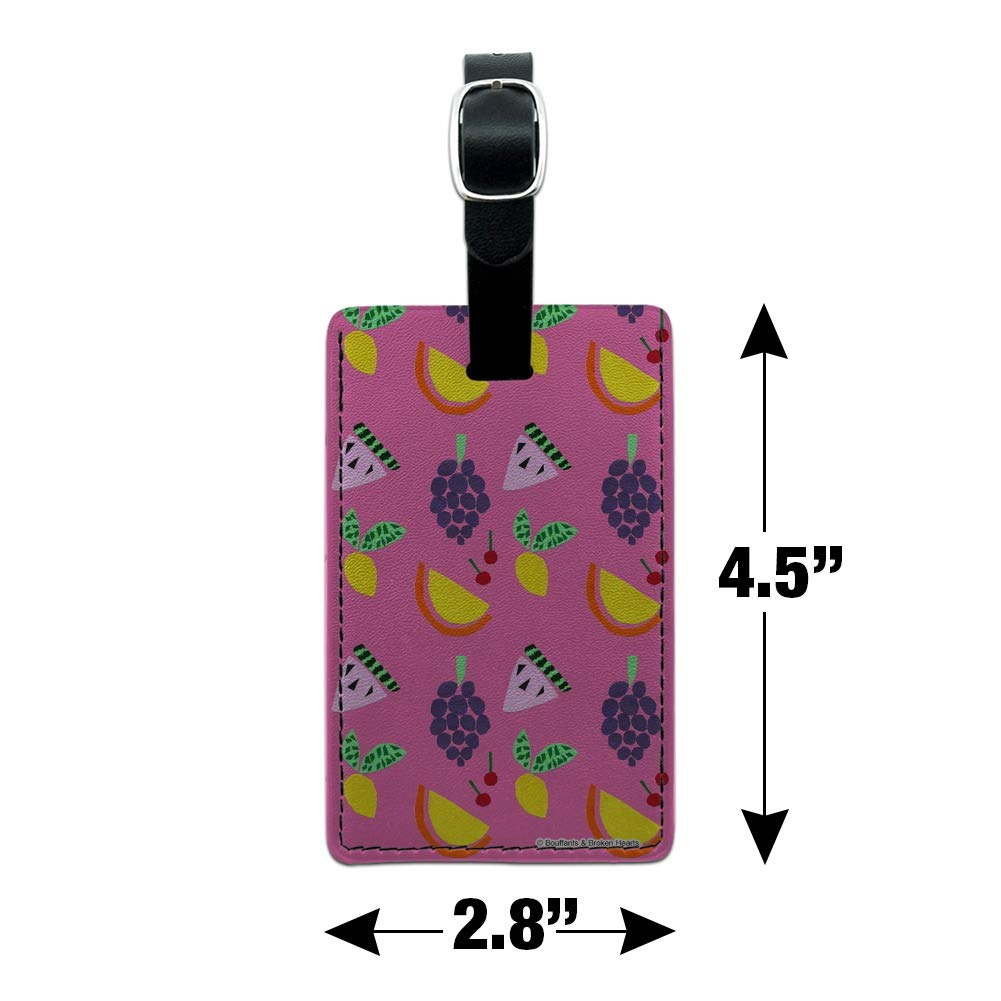 Fruit Party Rectangle Leather Luggage Tag - Cherry Grape Lemon Design ID Card Holder for Travel Bags & Suitcases | Perfect for Vacation, Business Trips & Gift Giving