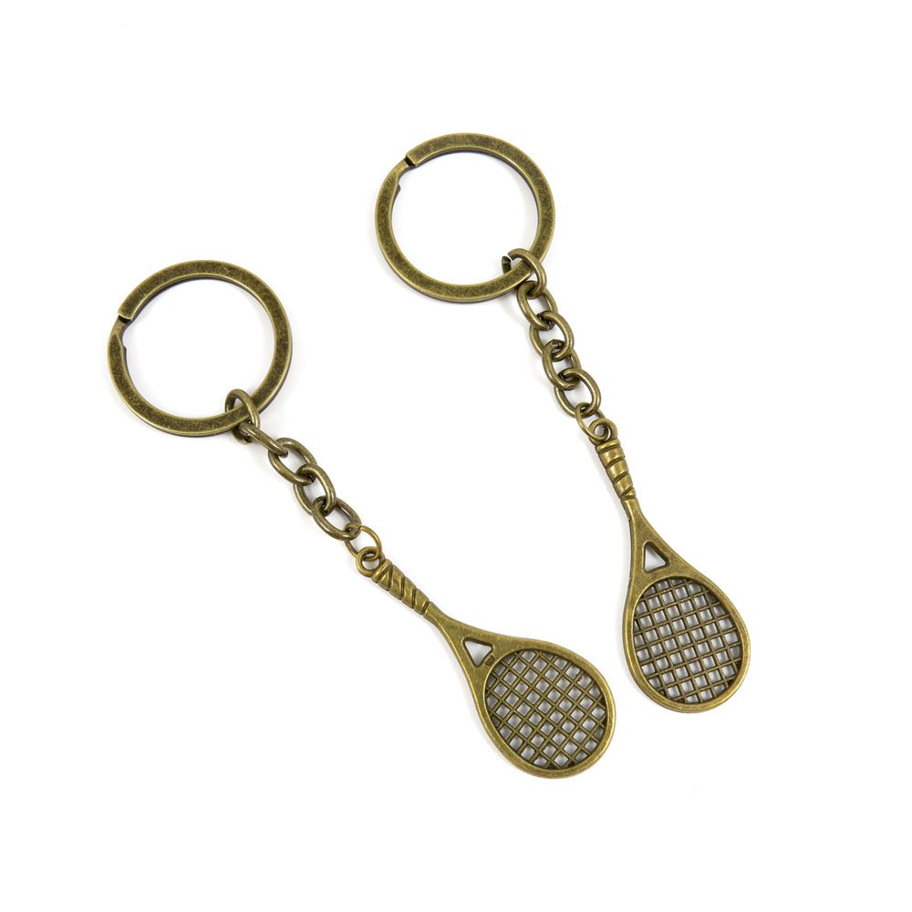 Vintage Bronze Keychain - Tennis Racket Charm for Jewelry Making, DIY Crafts, Key Ring Accessories | Perfect for Gift Giving, Sports Enthusiasts & Fashion Jewelry Supplies (KC0398)