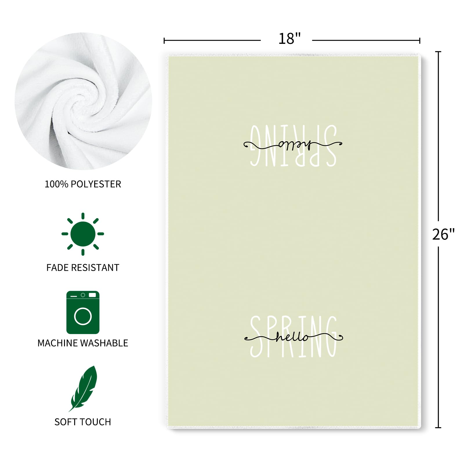 Premium 18x26 Inch Spring Summer Kitchen Towels Set of 2 - Floral Decor Dish Towels & Hand Towels for Home, Dish Drying & Seasonal Decor (Green) | Perfect for Farmhouse Kitchen, Bathroom & Summer Party Decorations