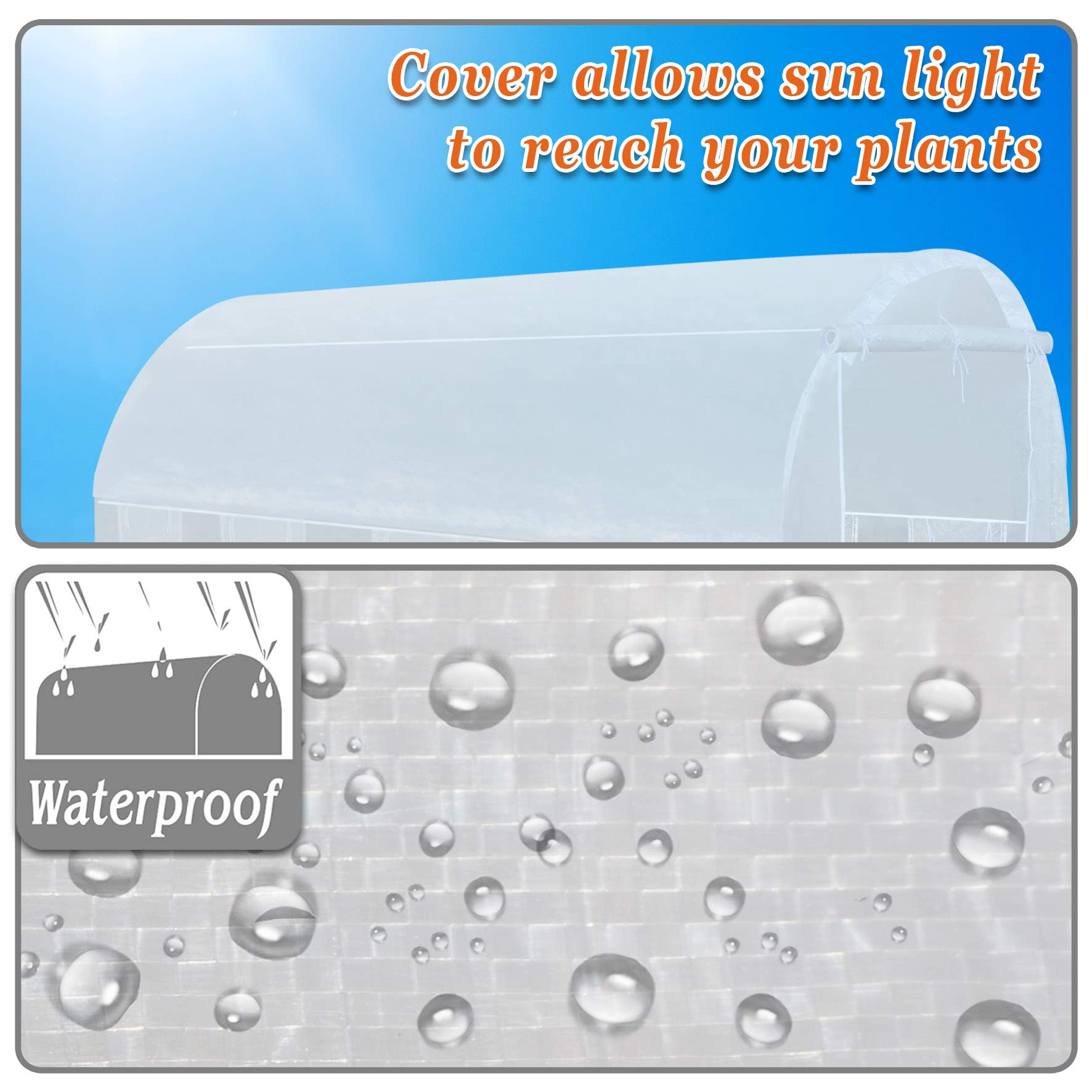 Heavy-Duty Replacement Greenhouse Cover for Large Walk-In Plant Tents - 24.6' x 10' x 7' White Camel Greenhouse Cover (5-Piece Set, Frame Not Included) - Perfect for Outdoor Gardening, Plant Protection & Year-Round Growing