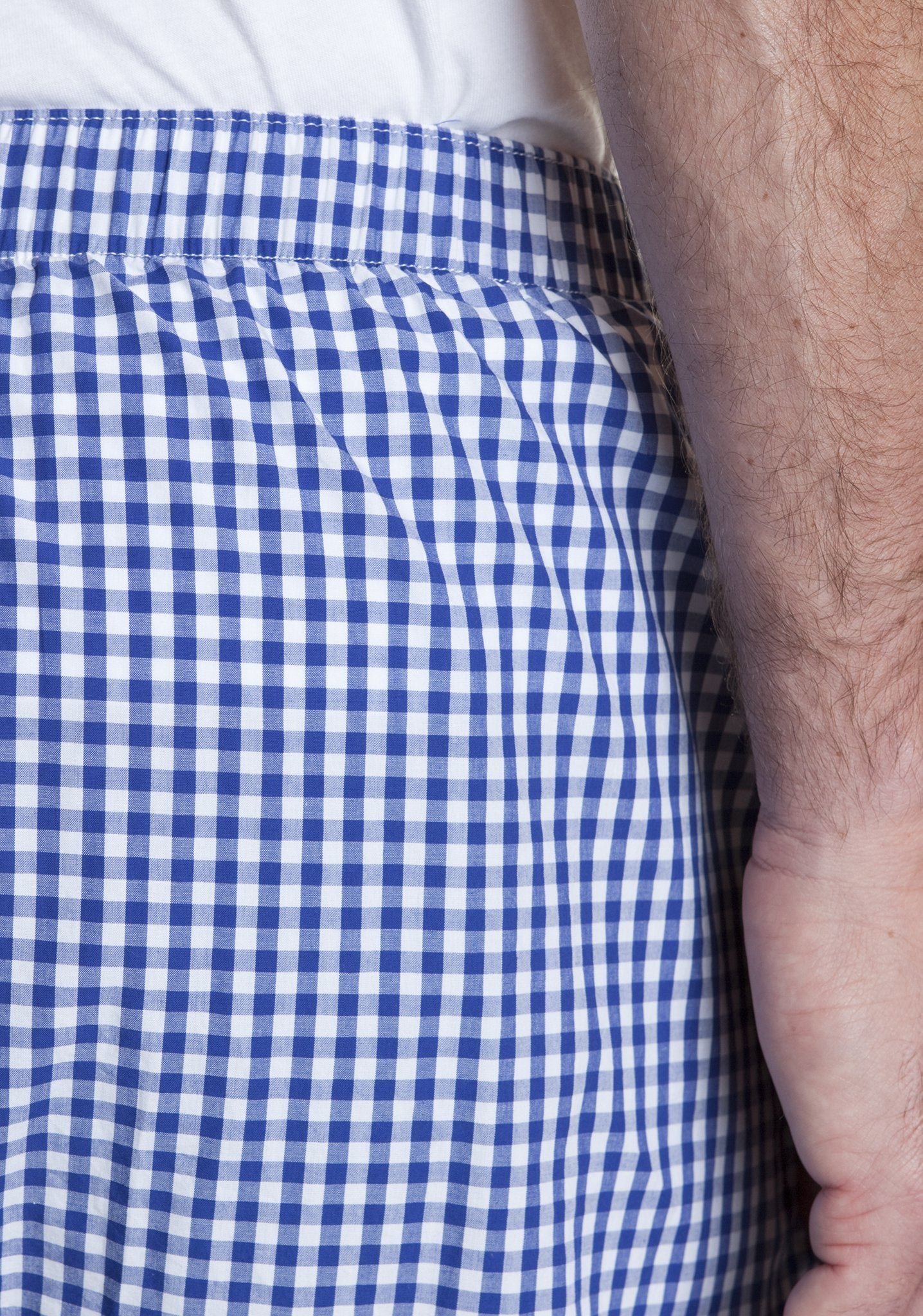 Barefoot Boxer Royal Blue Wide Gingham Checkered Swim Trunks for Men - Perfect for Beach, Pool, and Summer Vacation