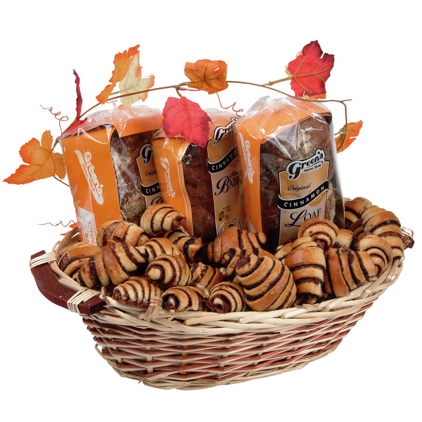 Green's Chanukah Gourmet Gift Basket for Cinnamon Lovers - (3) Cinnamon Babka & (2) 14 oz. Cinnamon Rugelach - Perfect for Holiday Gifting, Hanukkah Celebrations & Sweet Treat Lovers