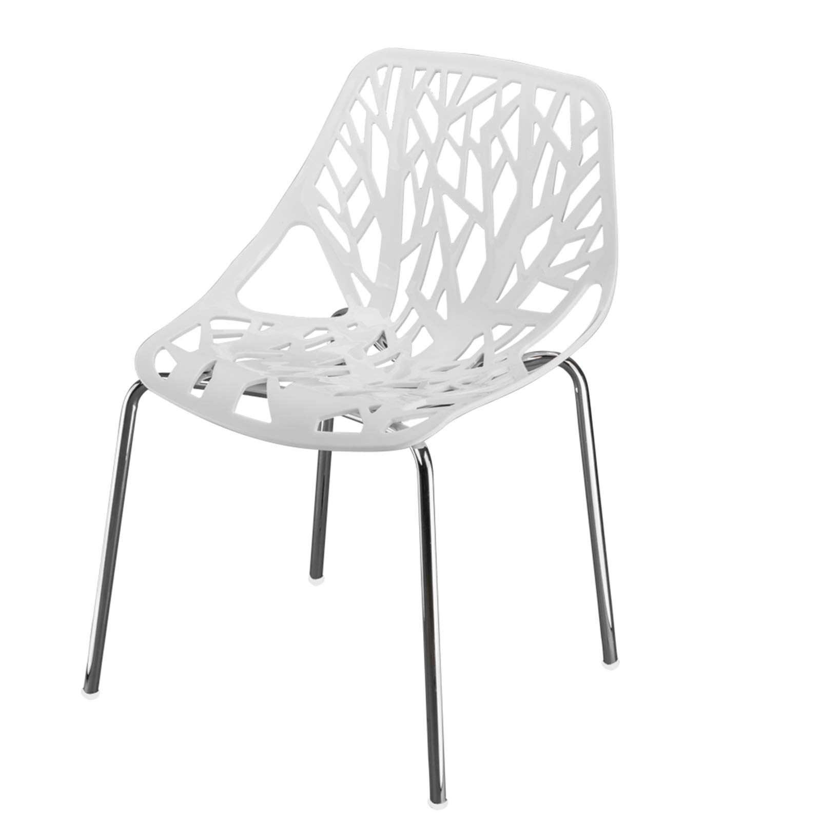 Modern Stackable Dining Chairs Set of 4 - Waterproof Birch Wood Kitchen Chairs with Comfy Bird's Nest Design for Farmhouse, Porch, Poolside, Patio, Garden, Balcony & Backyard Decor | Perfect for Outdoor Entertaining and Indoor Dining (White)