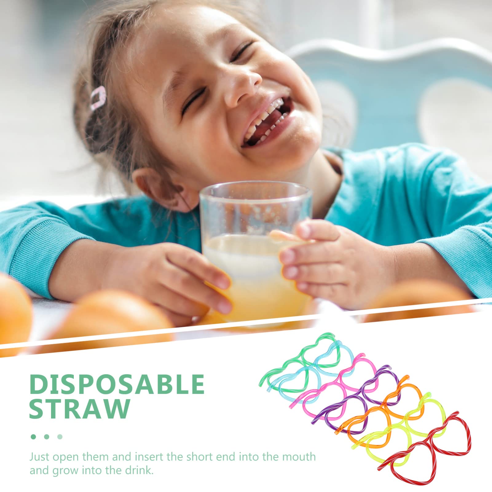 Colorful Disposable Plastic Drinking Straws - 12Pcs Fun Heart Crazy Straws for Kids, Reusable DIY Party Cups & Kiddush Cups - Perfect for Birthday Parties, Summer Drinks, and DIY Crafts