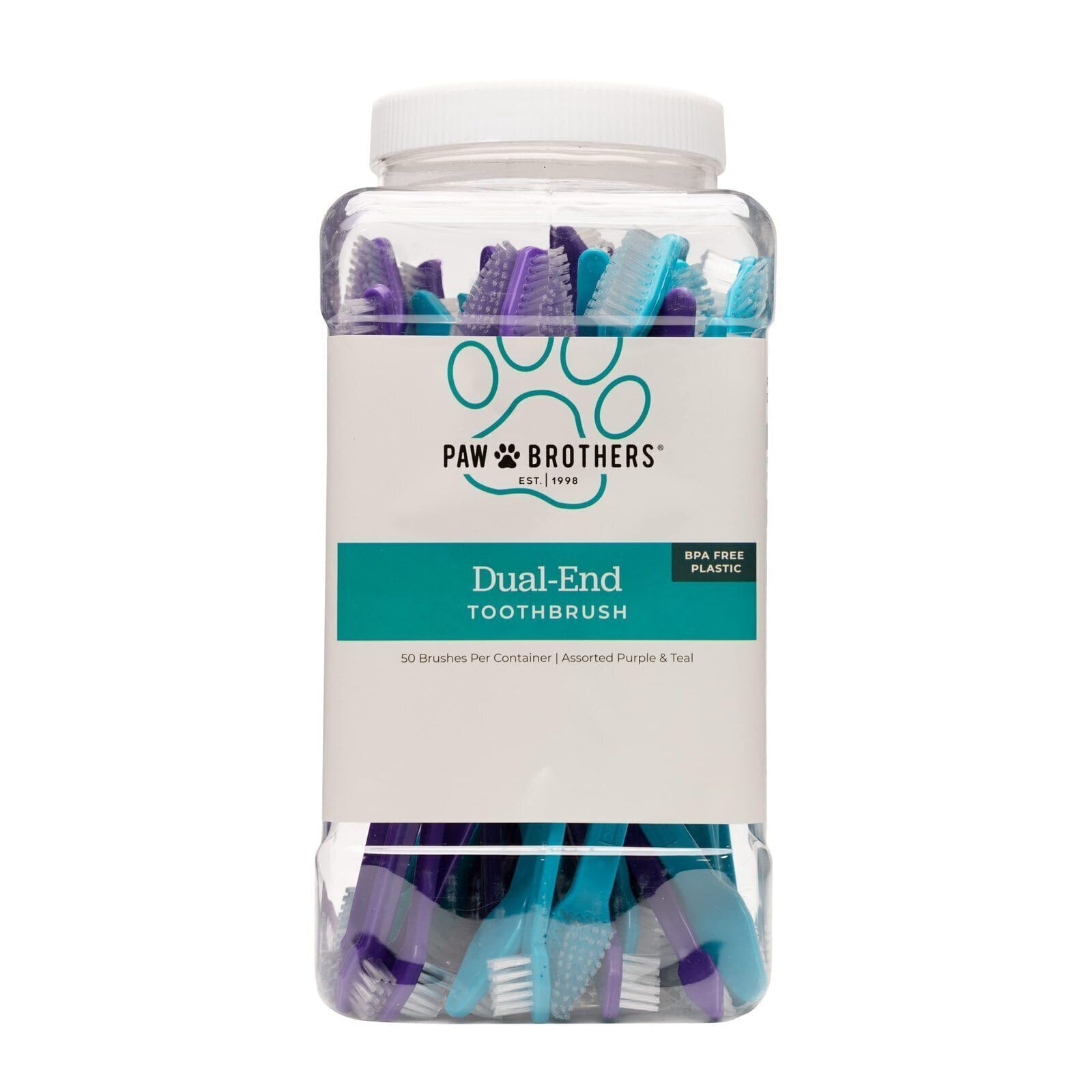 Dual-End Dog Toothbrush for Small & Large Dogs - 50 Pack | Pet Dental Care & Teeth Cleaning | Pink & Blue Puppy Essentials | Perfect for Daily Oral Hygiene & Vet Visits