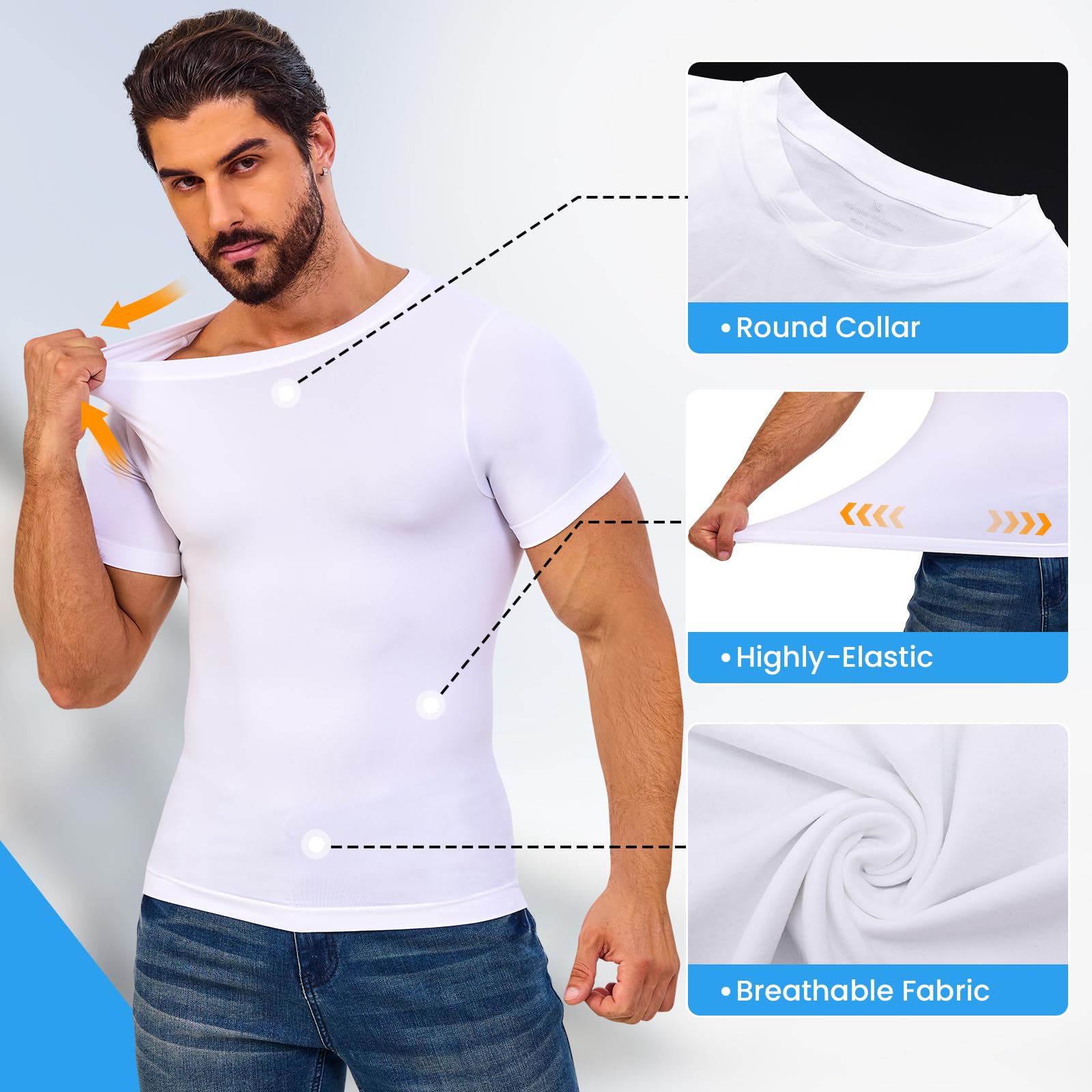 Men's Compression Shirt - Slimming Body Shaper for Tummy Control & Gynecomastia | Gym & Daily Wear
