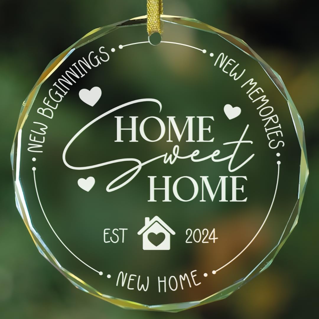 2024 New Home Ornament - Unique Housewarming Gifts for Women & Couples | Christmas Home Decor | First Home Present | Home Sweet Home Glass Decoration | Perfect for Christmas Tree & Housewarming Parties