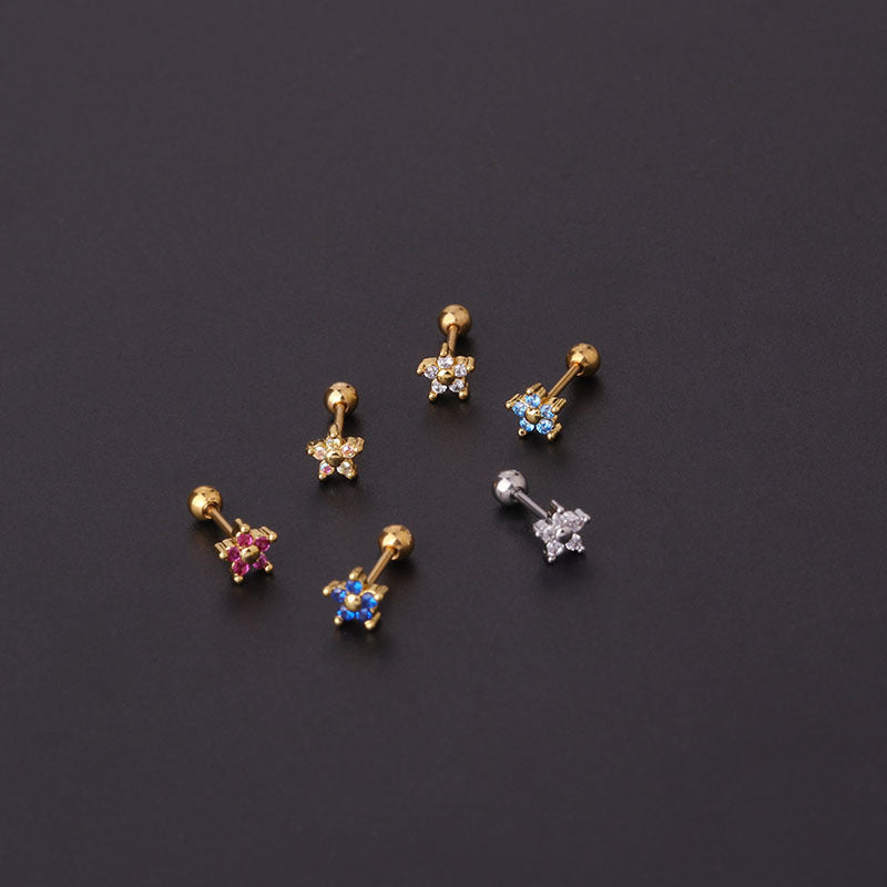 20G Surgical Steel Color Flower Helix Stud Earrings | HSPJ627 - Hypoallergenic Cartilage Piercing Jewelry for Women & Men, Perfect for Everyday Wear & Special Occasions