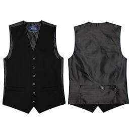 LA Smith Black Plain Country Waistcoat for Men - Classic Western Vest for Cowboy, Rodeo & Country Style Outfits - Perfect for Weddings, Parties & Costume Events