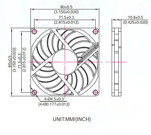 Evercool 80x80x10mm 12V Ball Bearing Medium Speed Cooling Fan EC8010M12CA - Perfect for PC Case, Gaming Rig & Electronics Cooling