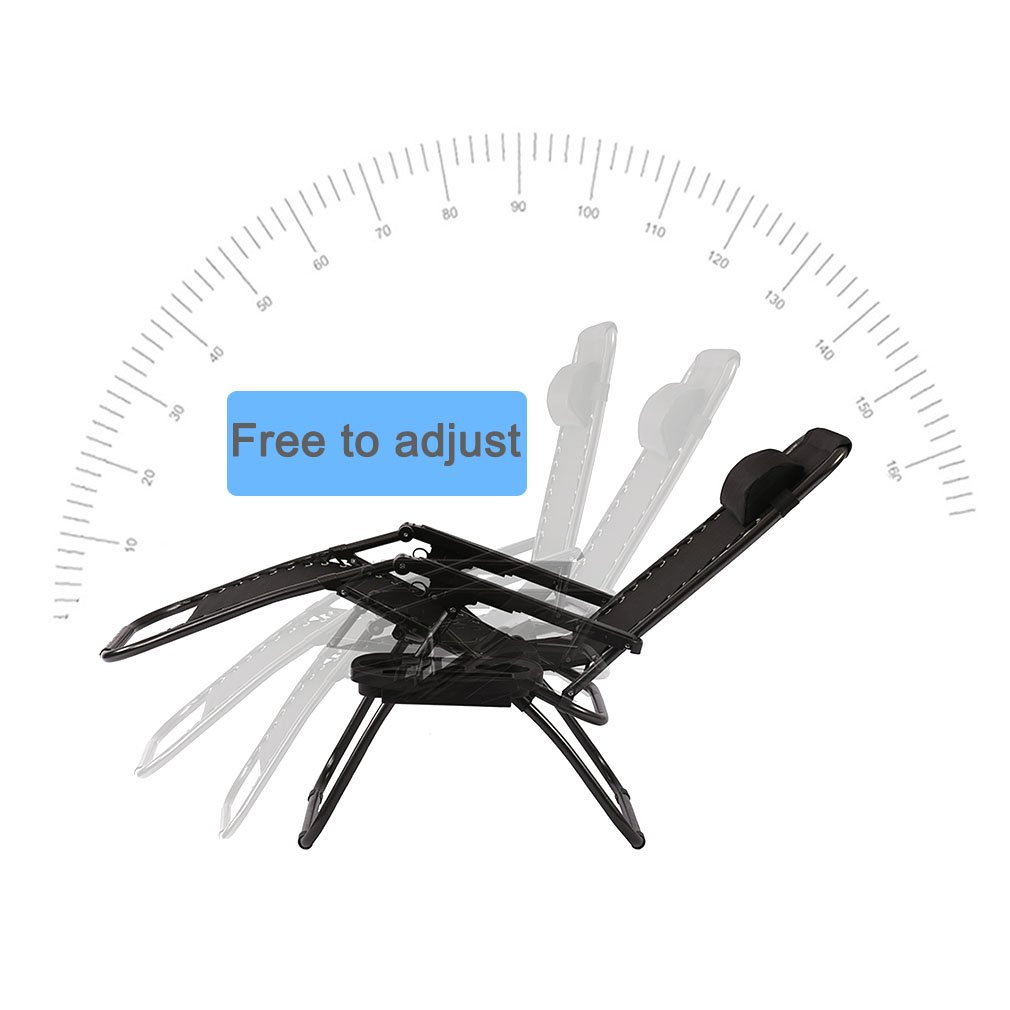 BMS Zero Gravity Recliner Chair - Adjustable Outdoor Lounge Chair with Padded Cushion, Heavy Duty Steel Frame - Perfect for Patio, Backyard, Poolside & Camping Relaxation (Black)