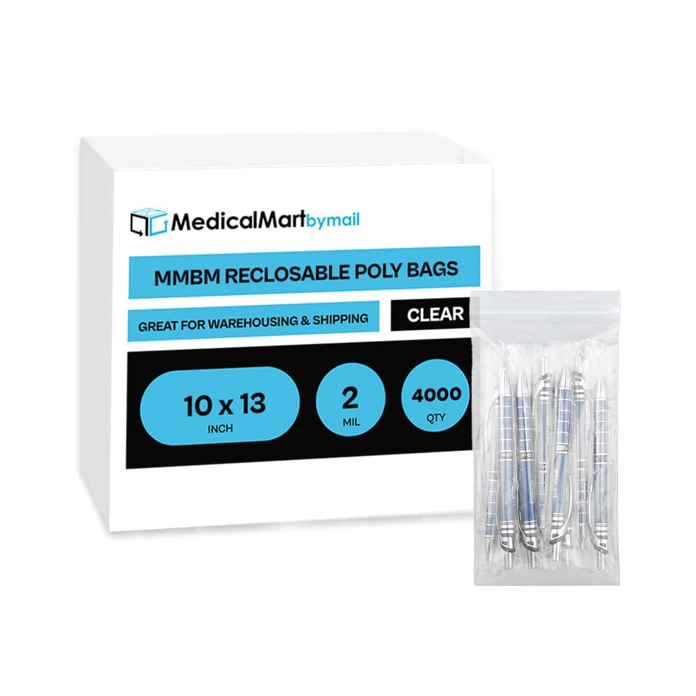 MMBM 10x13 Inch Reclosable Zipper Bags - 4000 Pack of 2 Mil Clear Plastic Storage Bags | Durable & Lightweight Zip Lock Bags for Organizing Small Parts, Crafts, Jewelry, Office Supplies & More | Perfect for Home, Workshop & Retail Use