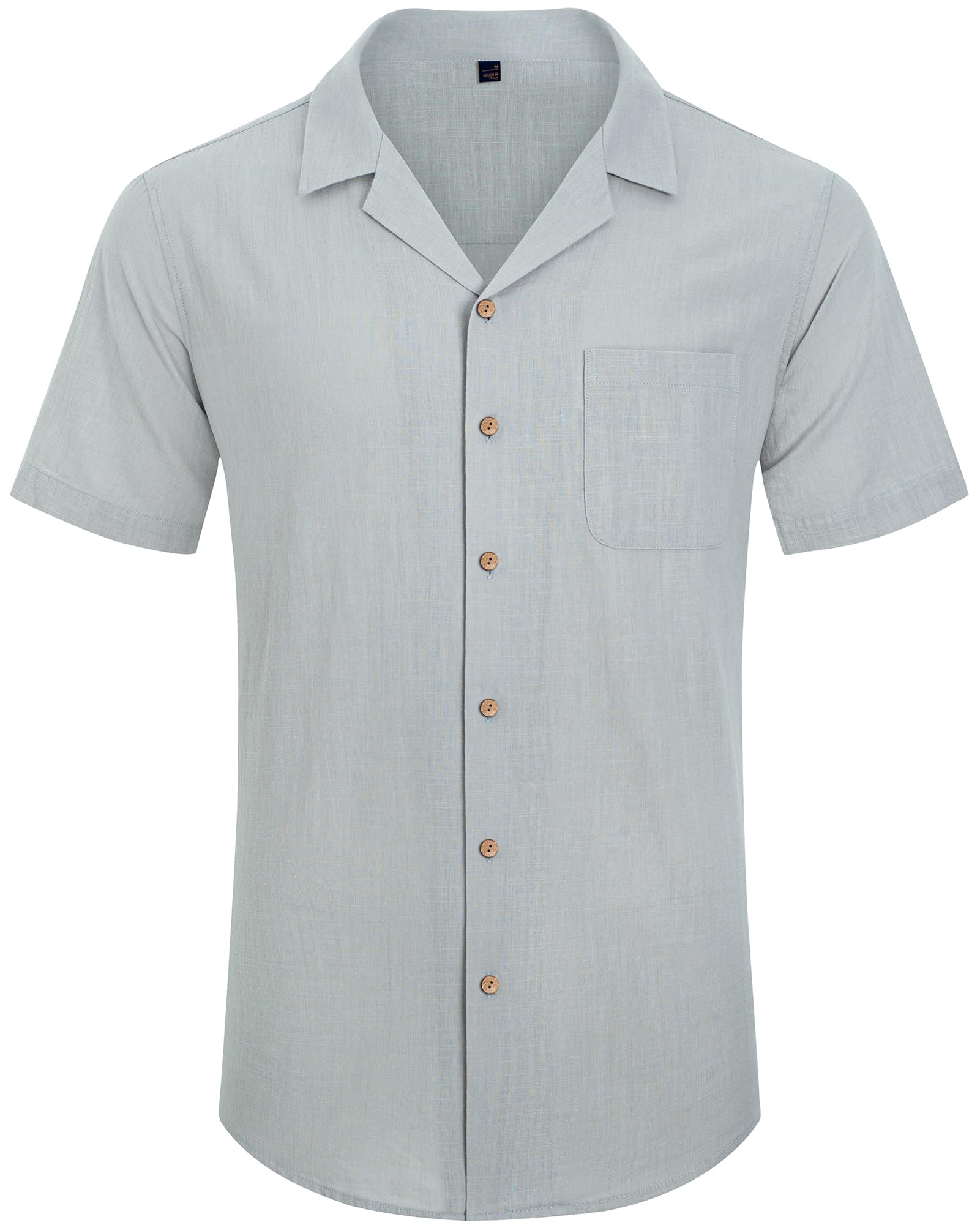 Men's Linen Shirts Short Sleeve - Breathable Cotton Button Down Shirts for Summer | Beach Vacation, Hawaiian Style Cuban Shirts | Perfect for Casual Wear, Outdoor Activities & Tropical Getaways