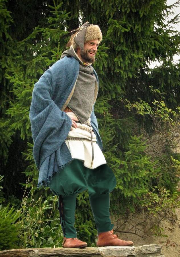PROCOS Medieval Pirate Pants for Men - Retro Renaissance Linen Trousers with Ankle Banding Wraps | Perfect for LARP, Cosplay, Historical Reenactment & Themed Parties