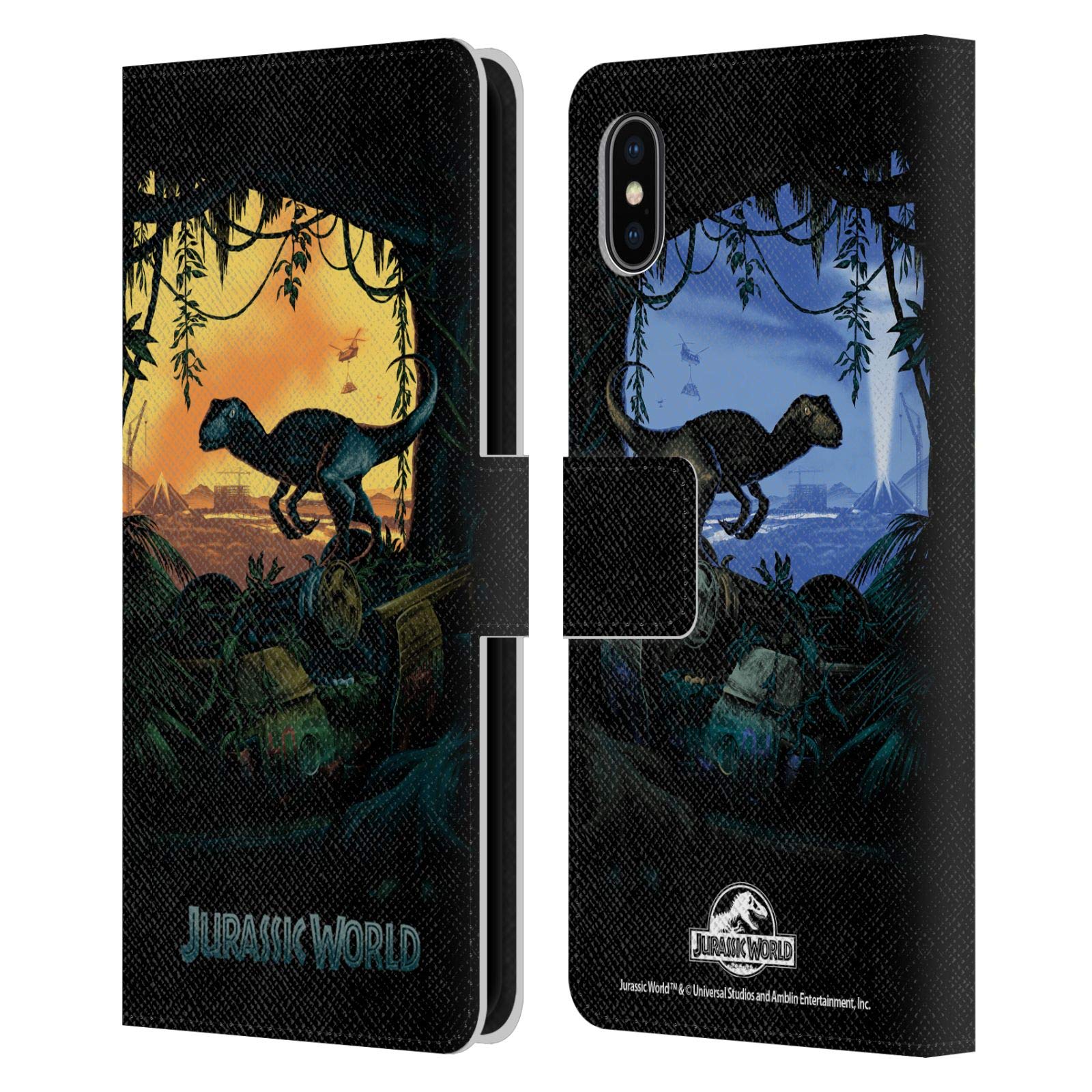 Jurassic World Blue Velociraptor Leather Book Wallet Case for iPhone Xs Max - Officially Licensed Phone Cover by Head Case Designs, Perfect for Work, Travel & Daily Use