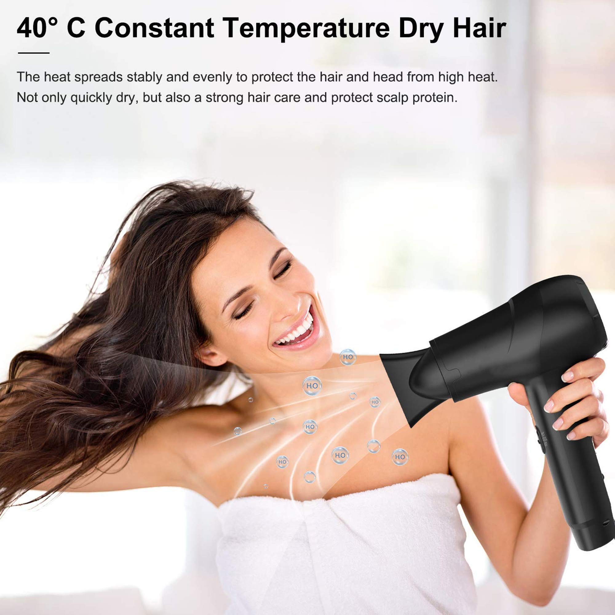 Portable Cordless Hair Dryer - Rechargeable Blow Dryer with Hot & Cold Air Settings & Diffuser Attachment | Wireless Hair Styling for Travel, Home Use & Salon Professionals