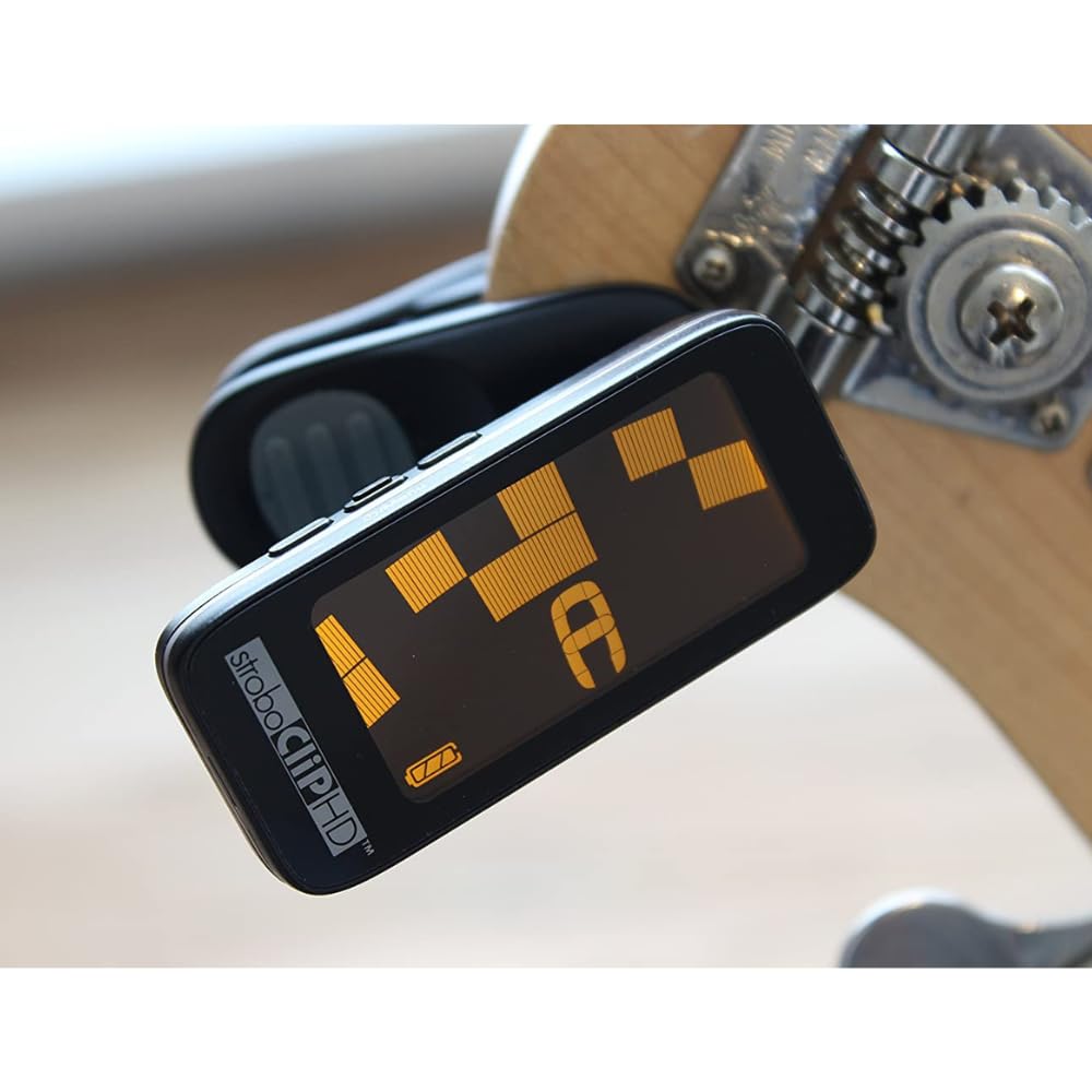 Peterson Clip Tuner StroboClip HD - Professional Clip-On Tuner for Guitar, Bass, Violin, Ukulele, Harp & Brass Instruments | Includes 12 Guitar Picks & Liquid Audio Polishing Cloth | Perfect for Live Performances, Studio Recording & Music Practice