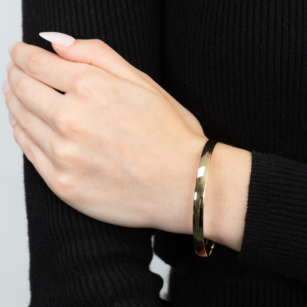 9ct Yellow Gold Bangle Bracelet for Women - Elegant & Durable 14K Gold Plated Jewelry - Perfect for Weddings, Parties & Everyday Wear
