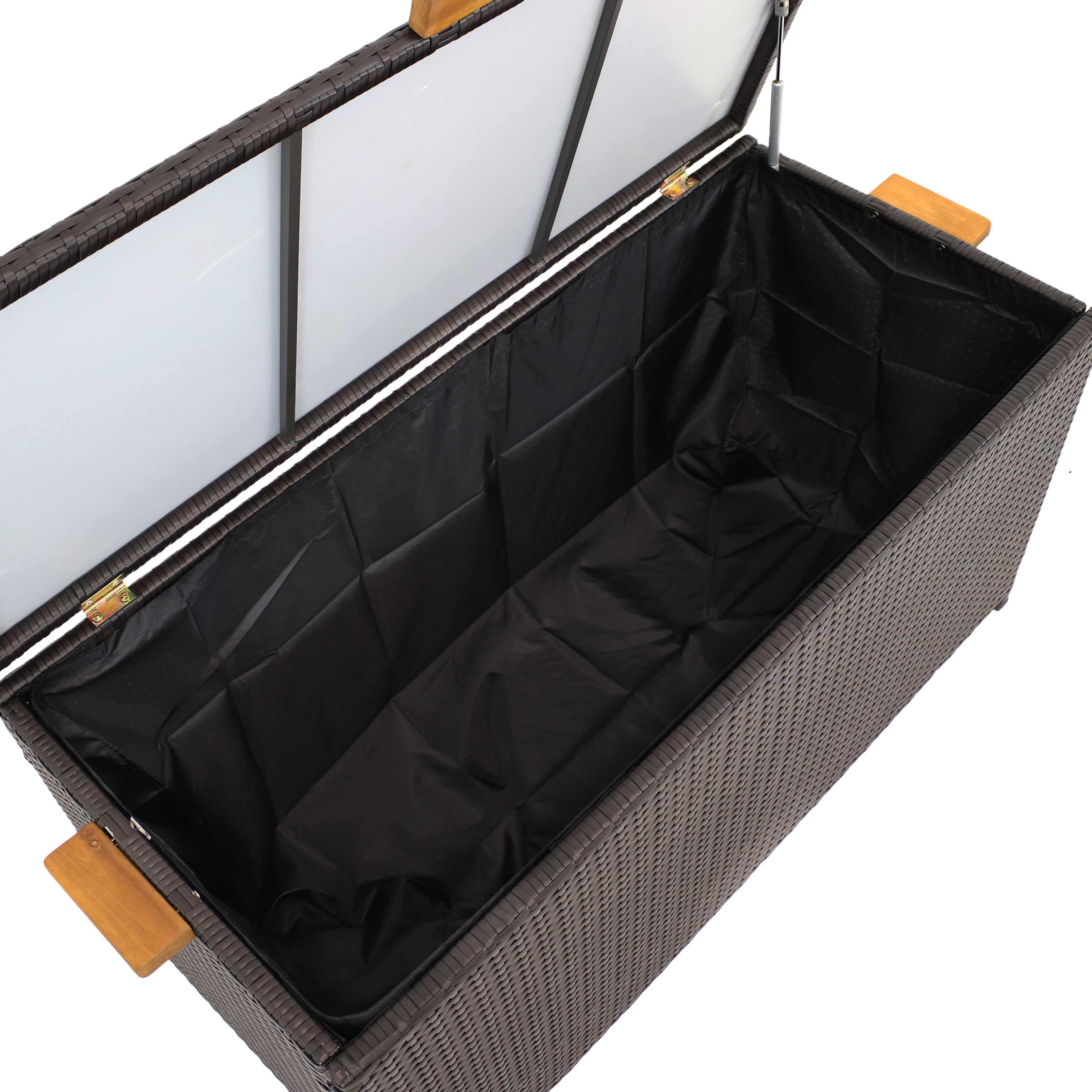 Sunnydaze 75 Gallon Resin Rattan Deck Box for Outdoor & Indoor Storage - Perfect for Patio, Garden, Poolside, and Backyard Organization