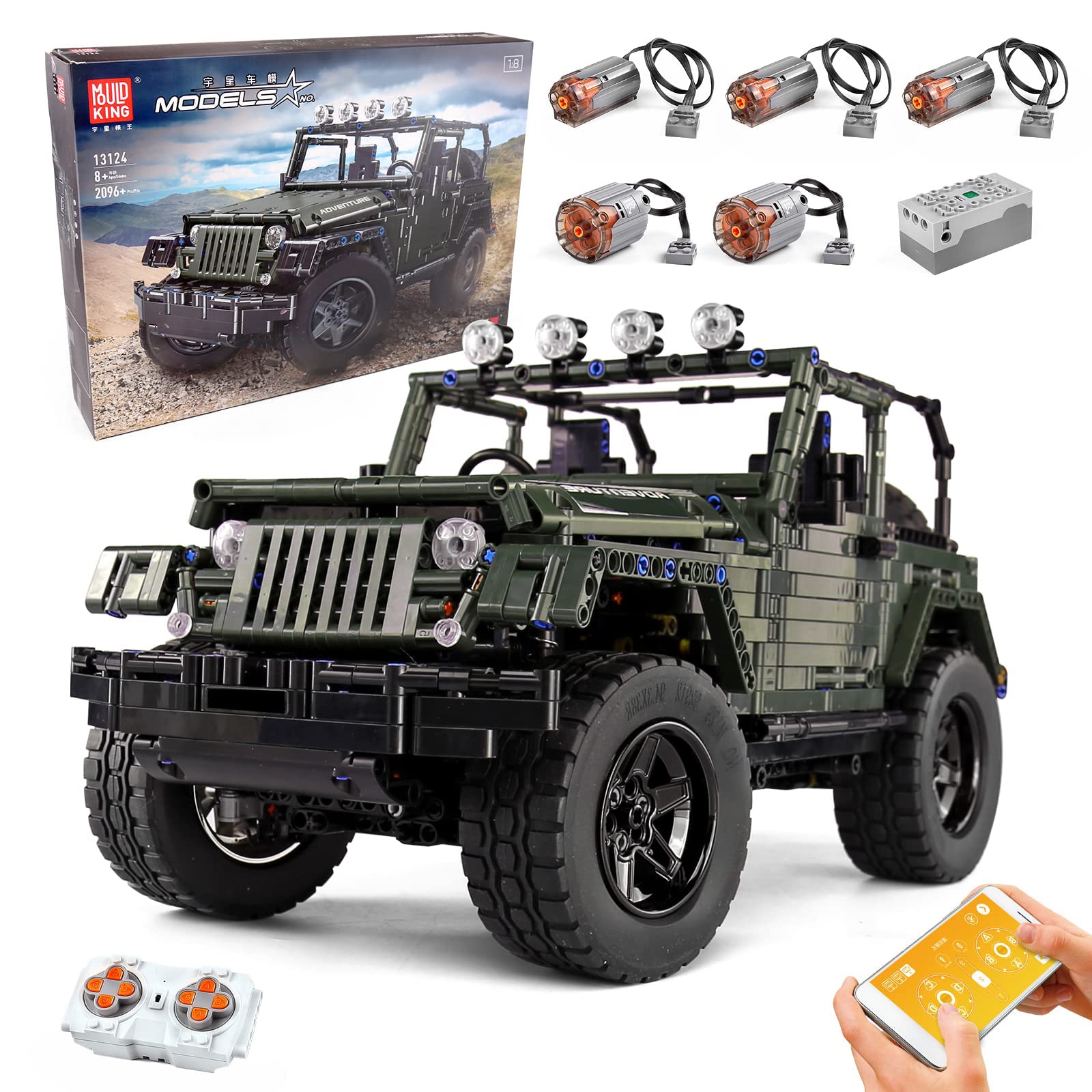 Mould King 13124 1:8 Scale Remote Control Off-Road Truck Building Kit with Clamping Blocks Technology - STEM Educational Model Car for Adults & Kids - Perfect for RC Racing, DIY Projects & Collectors