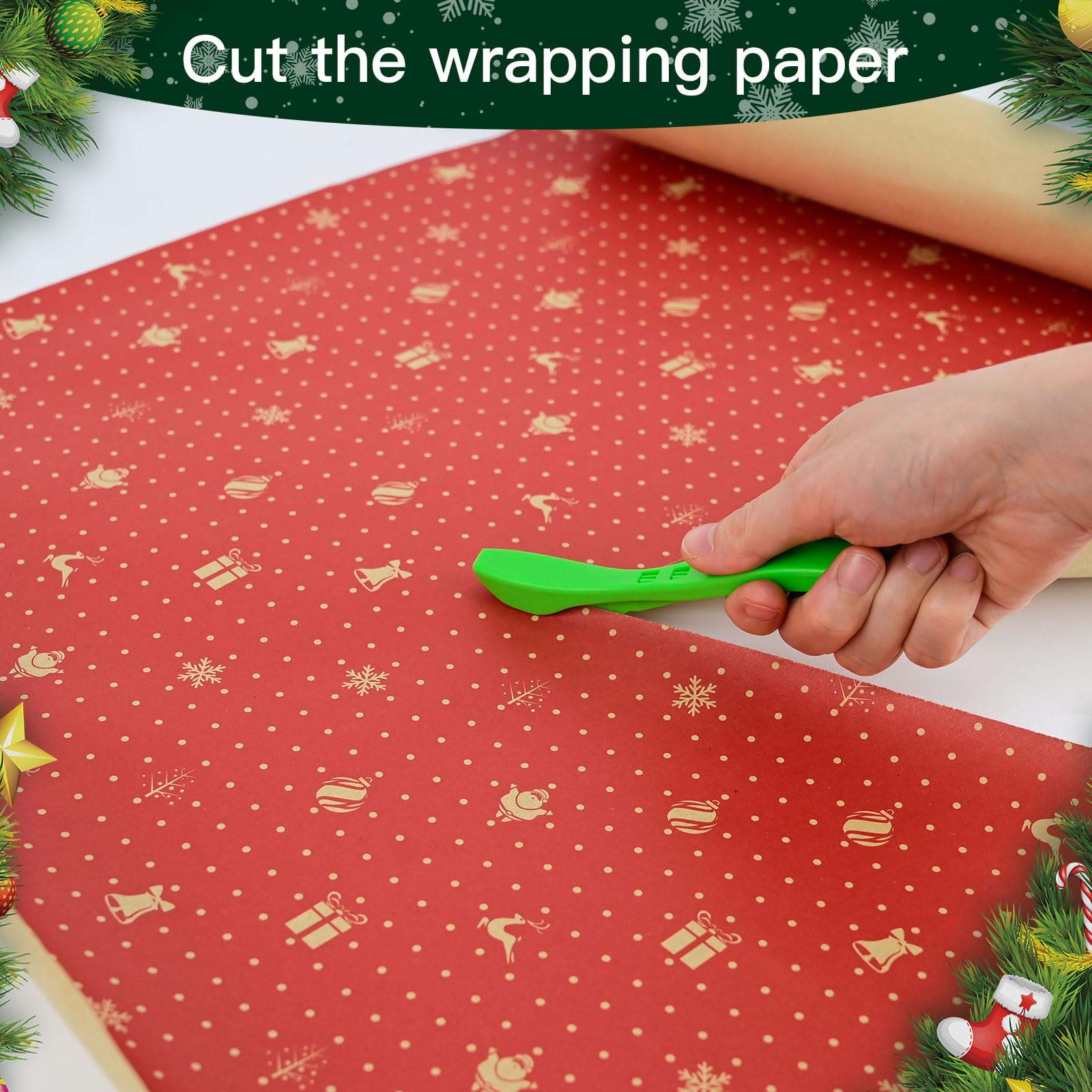 NEWISHTOOL 6-Pack Gift Wrap Paper Cutter Set - Christmas Wrapping Paper Slitter Tool with Hidden Safety Blade - Carbon Fiber Craft Paper Cutter for Holiday Gifts, DIY Projects & Office Use