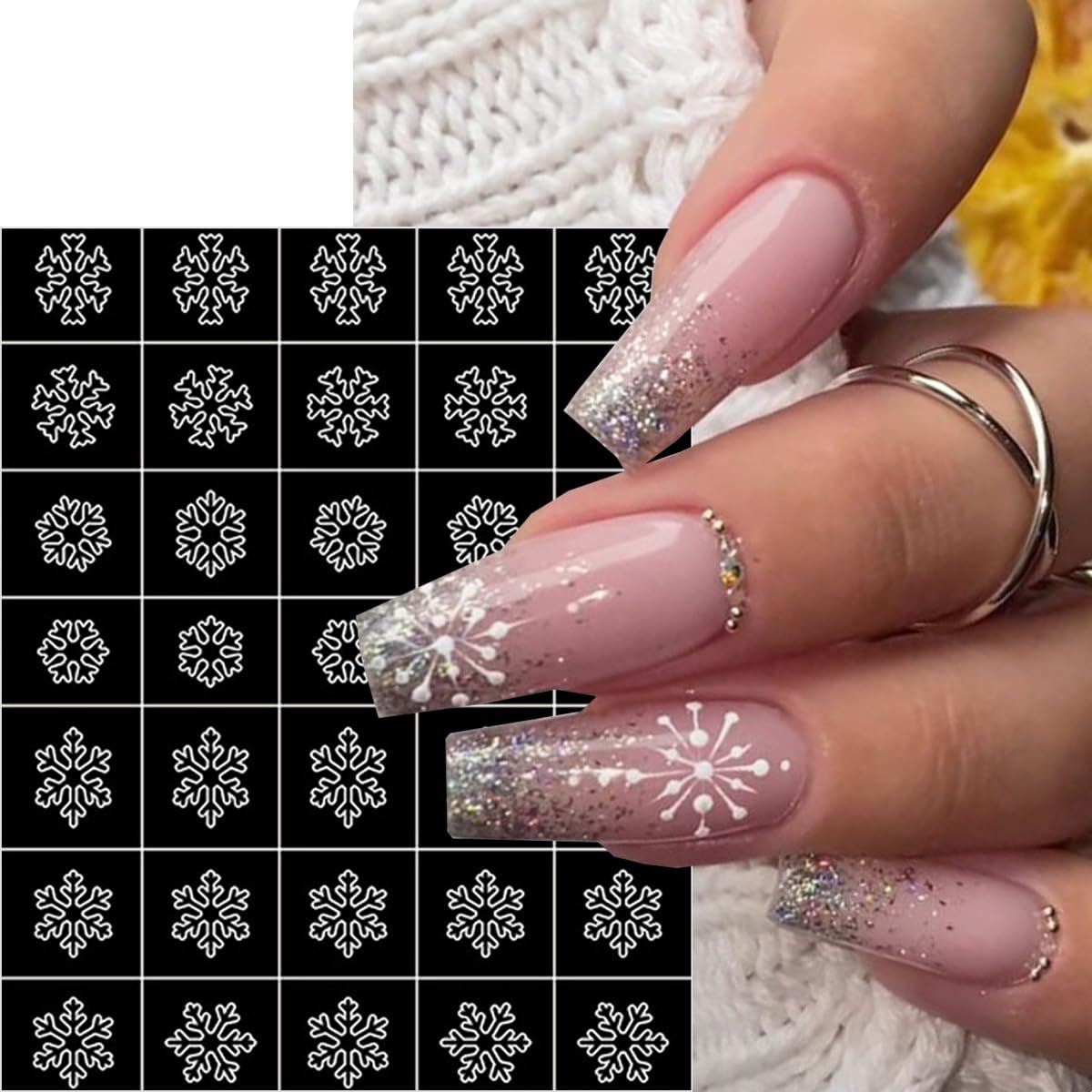 10 Sheets Christmas Nail Art Stickers - Butterfly, Heart, Bow, Stars, Moon & Snowflake Designs for DIY Manicure | Holiday Nail Decoration Supplies for Women | Perfect for Xmas Parties, Gifts & Winter Nail Art
