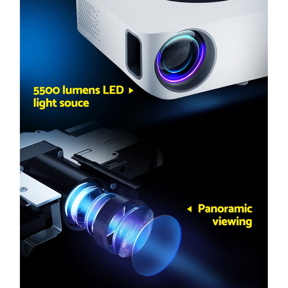 Devanti 1080P Bluetooth WiFi Video Projector with HDMI & Touch Screen - Home Theater, Outdoor Movie Nights, Gaming & Office Presentations