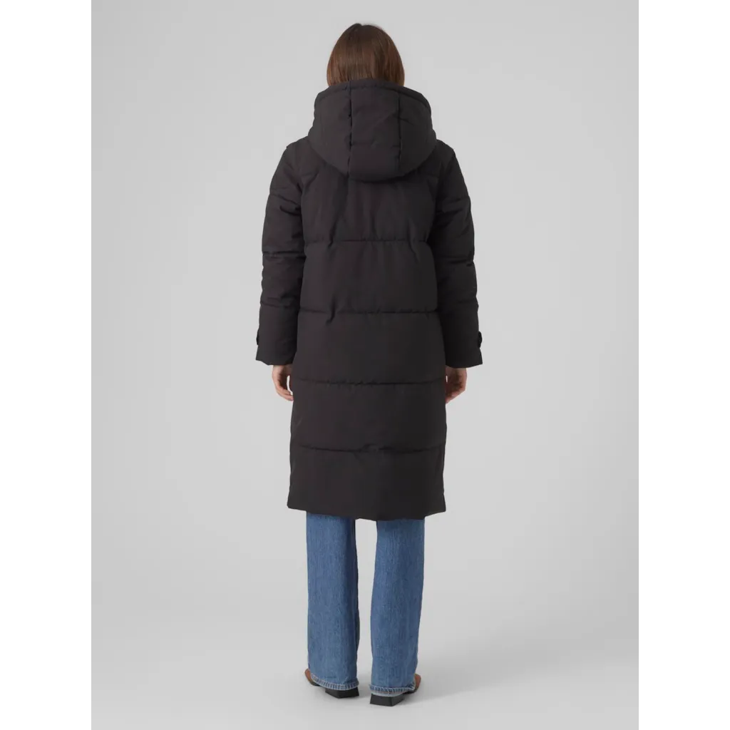 Vero Moda Margaret Long Coat for Women - Black Winter Trench Coat, Waterproof & Windproof, Elegant Outerwear for Office, Dating & Formal Occasions