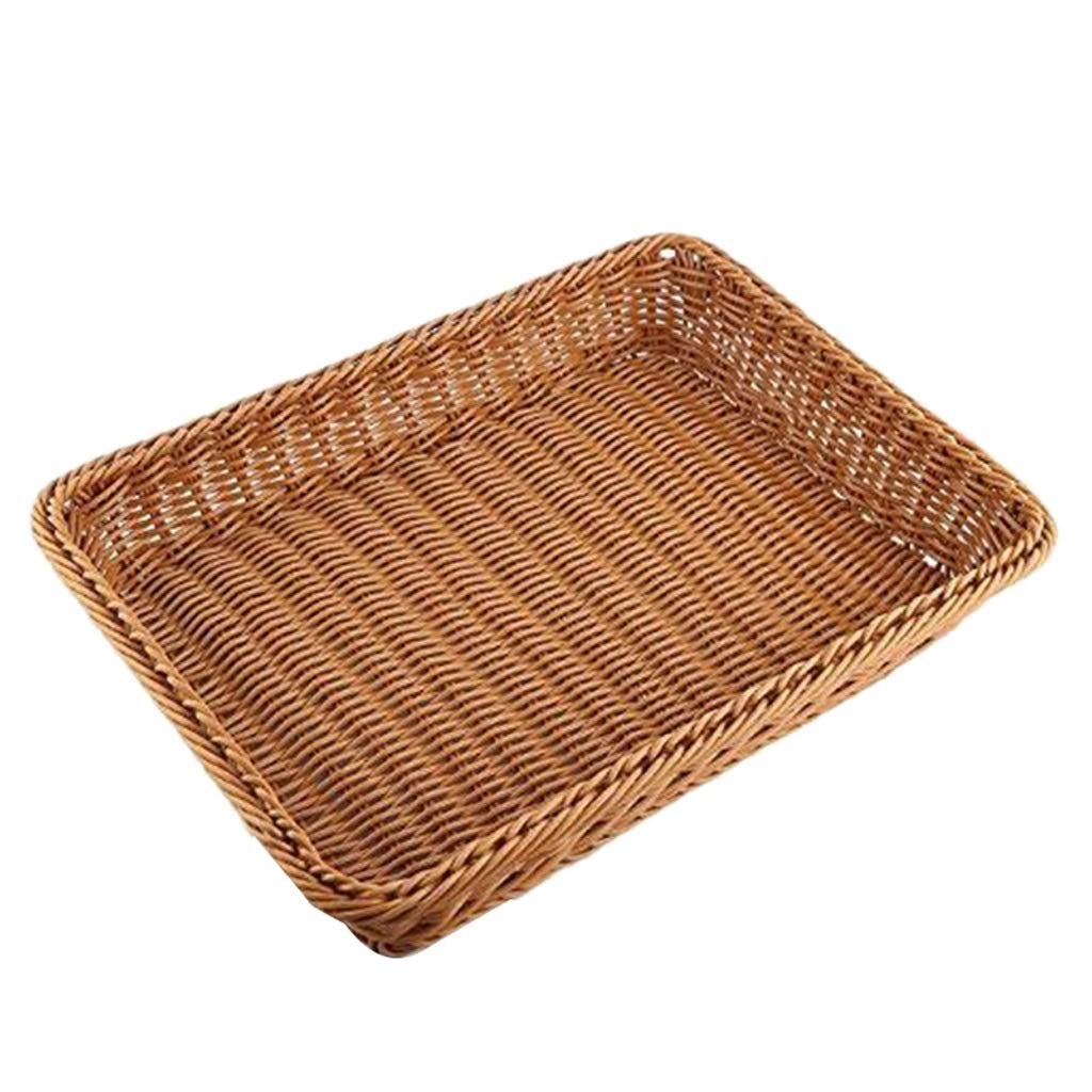 WSZJJ Wicker Storage Basket - Natural Woven Bread Basket for Supermarket, Bakery & Restaurant Display - Perfect for Fruits, Vegetables & Food Storage - Home & Kitchen Decor Organizer