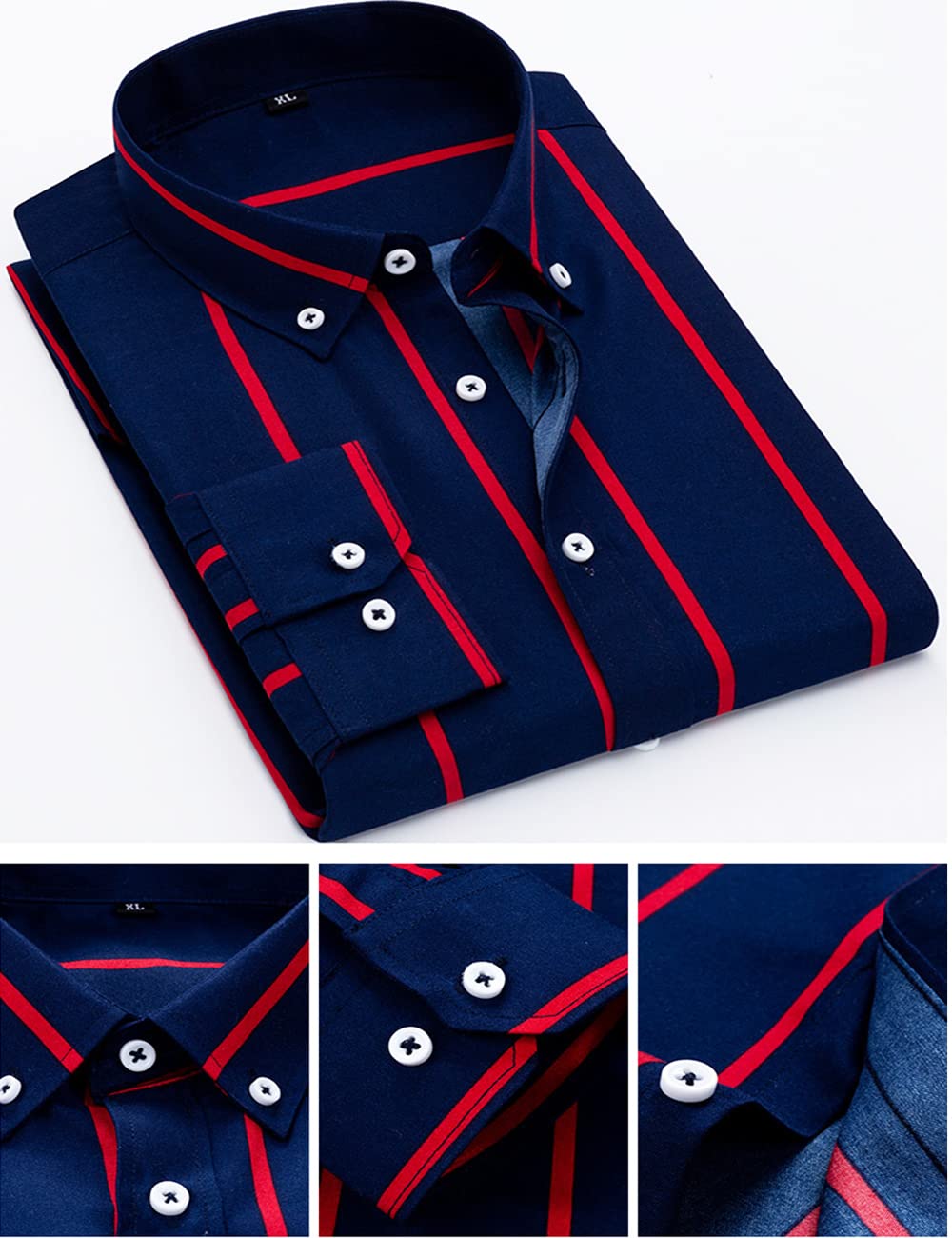 DOKKIA Women's Long Sleeve Vertical Striped Button Down Blouse - Professional Work Shirt & Casual Office Wear for Business Women