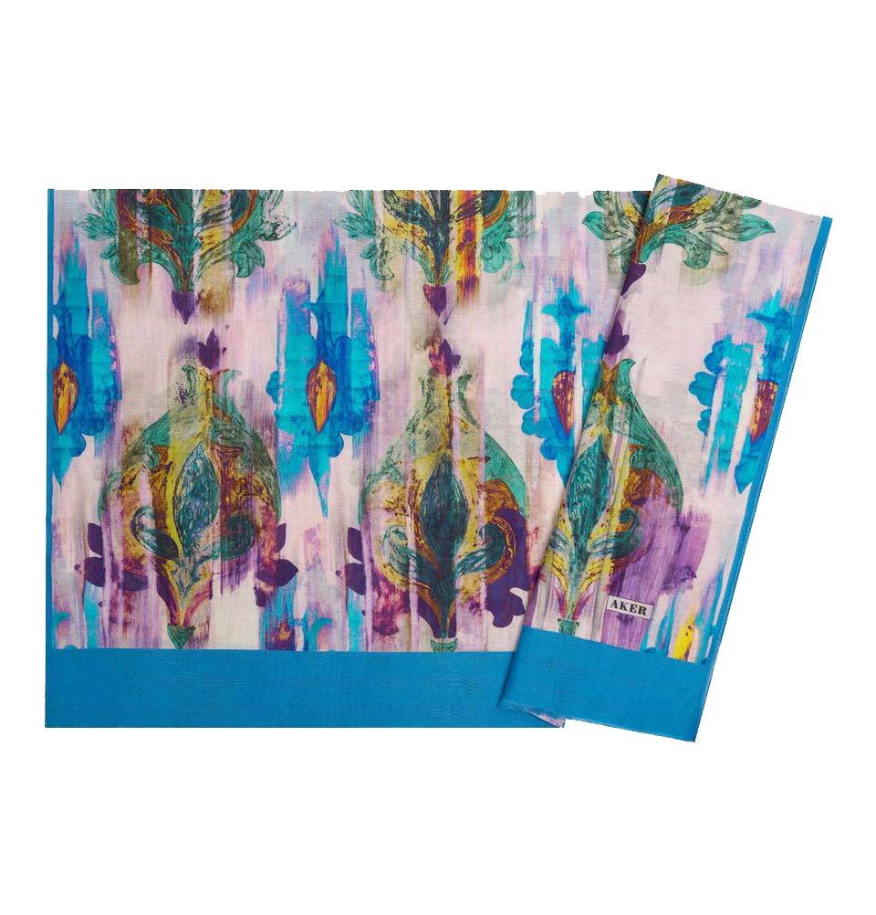 Aker Silk Cotton Patterned Shawl #7746 422 - Lightweight Womens Wrap Scarf for Office, Travel & Special Occasions