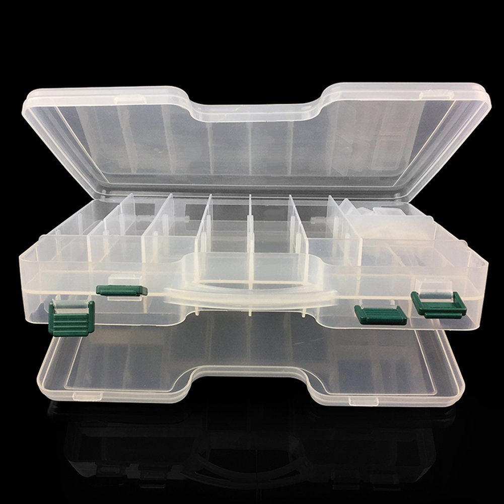 2-Sided Fishing Tackle Box with 44 Compartments - Large Waterproof Fishing Lure Storage Organizer Box with Adjustable Dividers (White) - Perfect for Bass Fishing, Saltwater & Freshwater Anglers