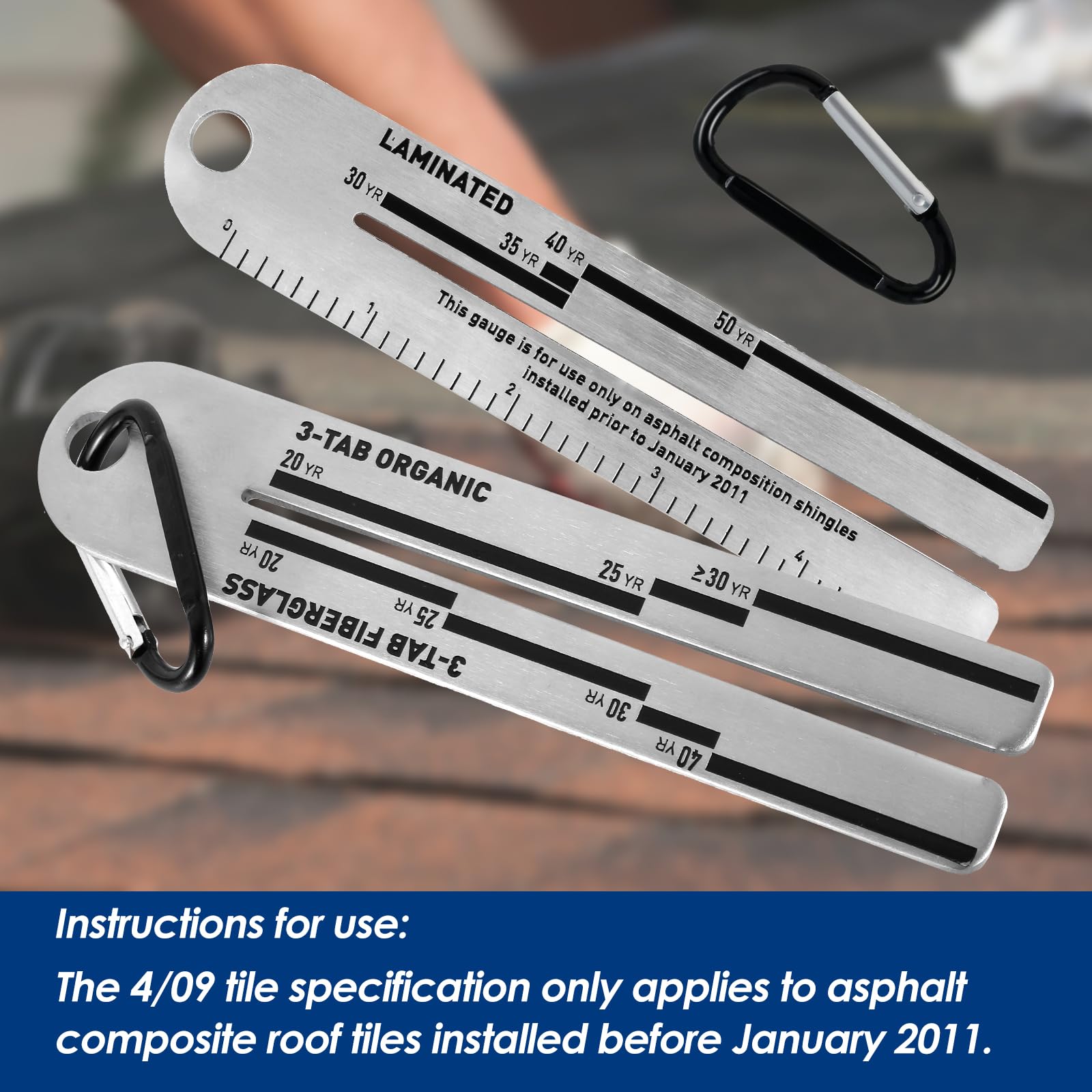 2 Pcs Stainless Steel Shingle Gauge - Roofing Measuring Tool for Asphalt Shingle Thickness Analysis | High Hardness Pitch Gauge for Roofers, Contractors & DIY Home Improvement Projects